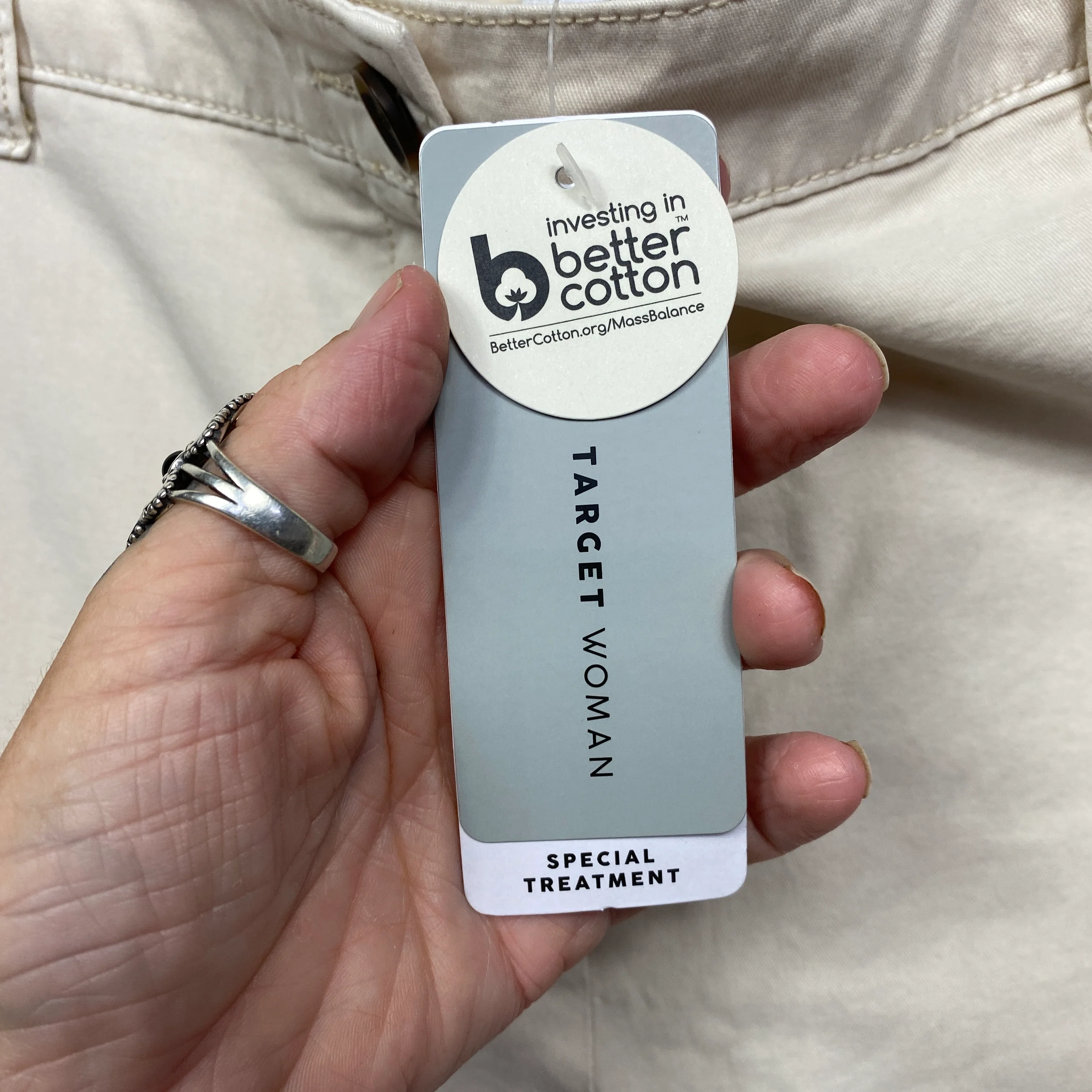 Target Chino Pants Size 14 Cream Pockets Rolled Cuff (New with marks) - Image 7