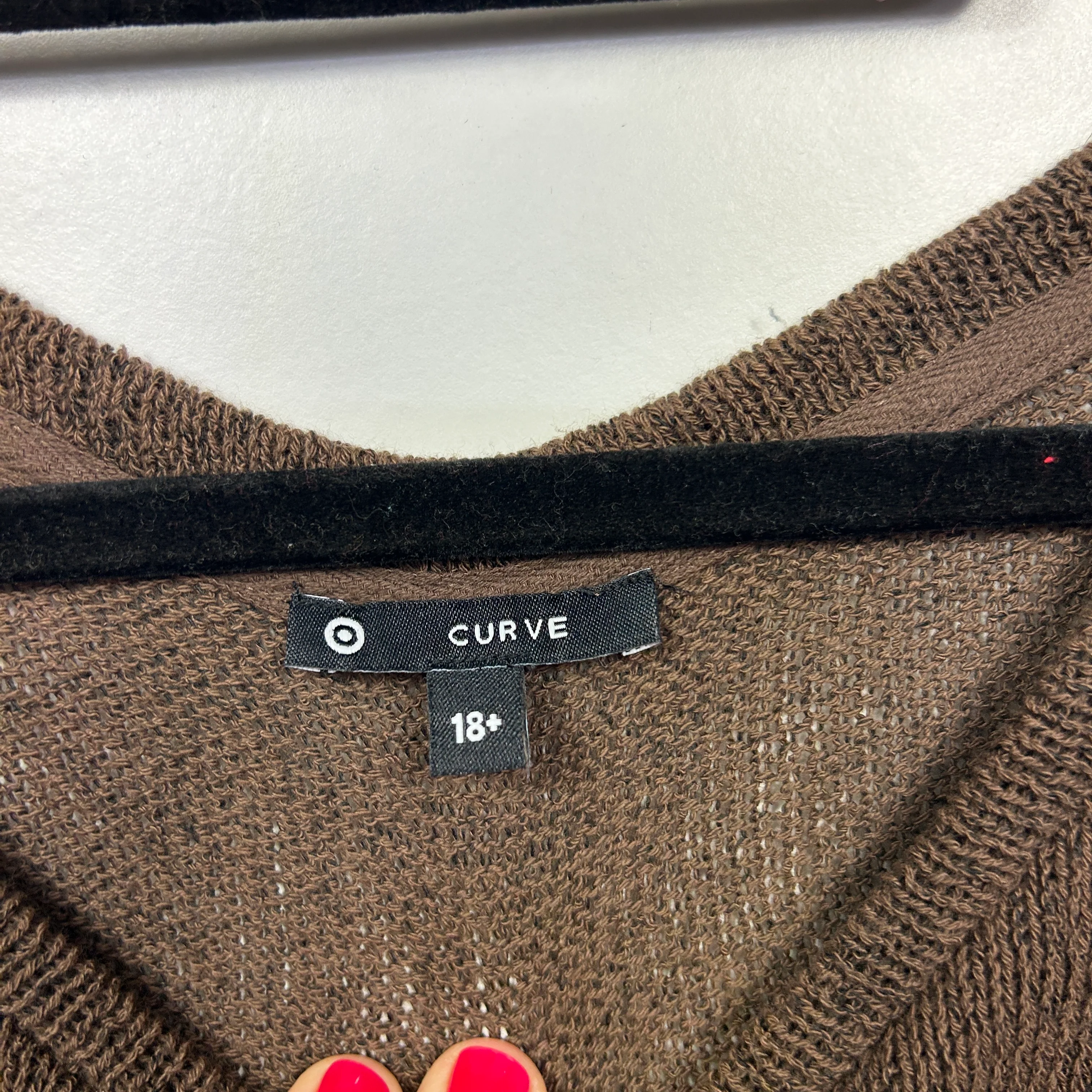 Target Curve Brown Knit Sheer Top - Size 18 - Image 3