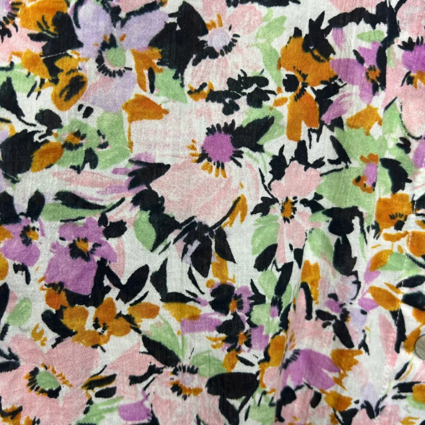 Target Floral Multicoloured Long Sleeve Button Up Cotton Shirt Blouse Size 16 - Image 3