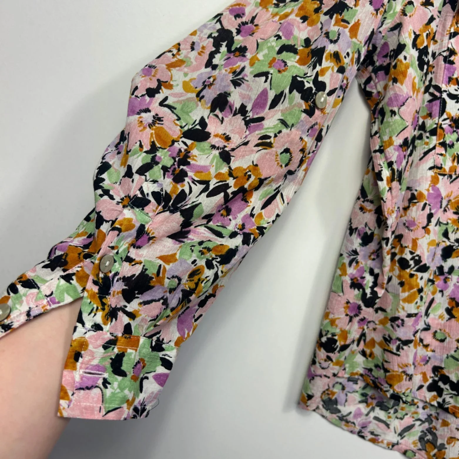 Target Floral Multicoloured Long Sleeve Button Up Cotton Shirt Blouse Size 16 - Image 7