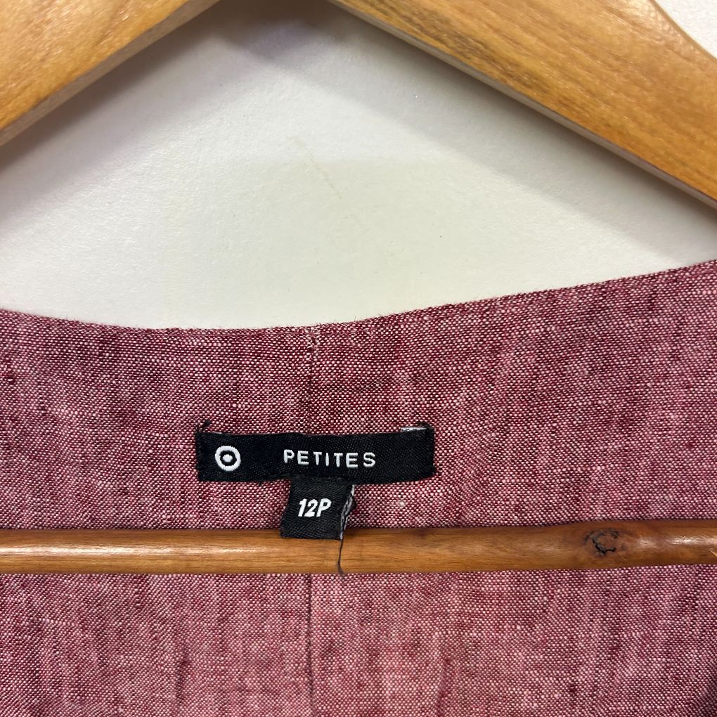 Target Petites Burgundy Linen Dress - Size 12P - Image 2