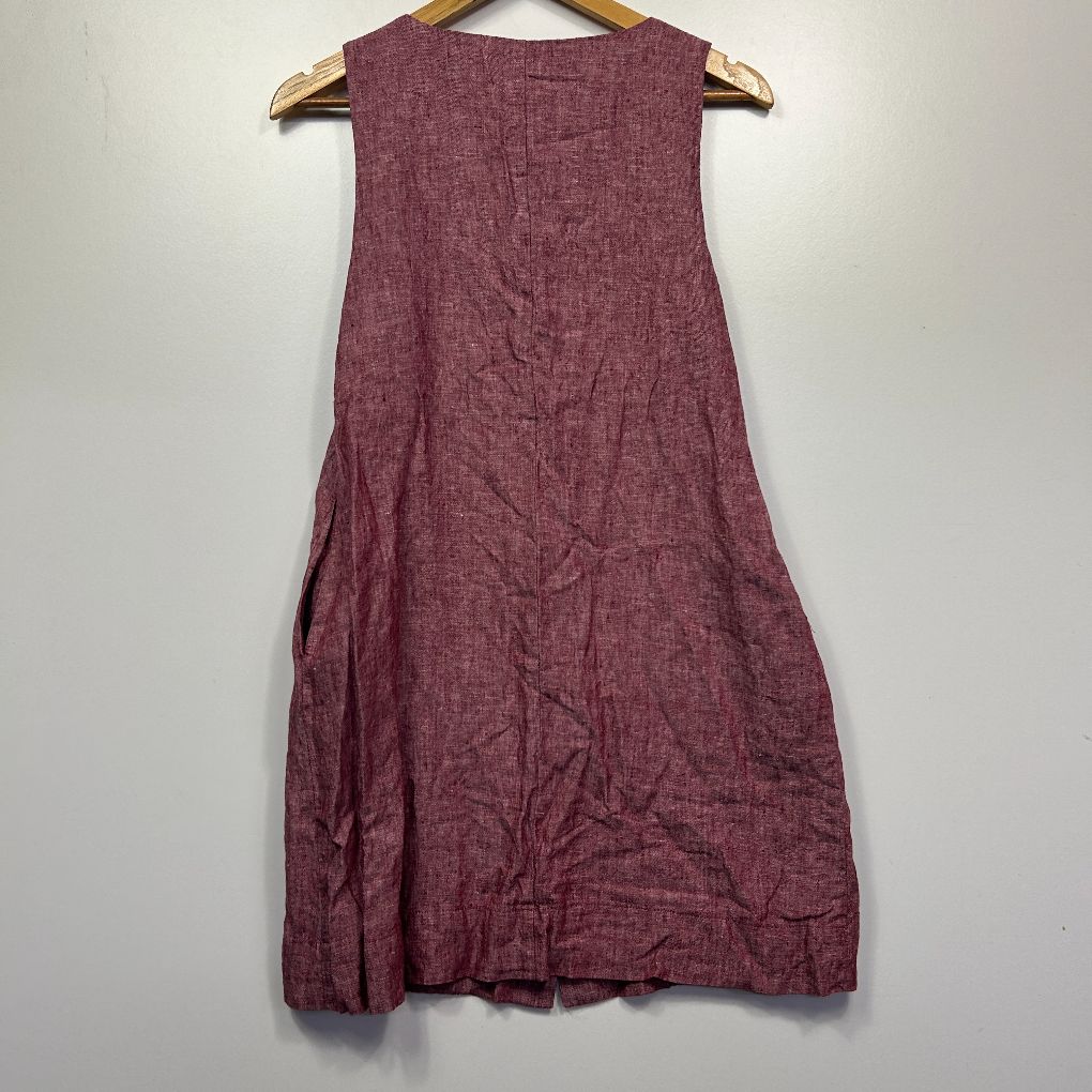 Target Petites Burgundy Linen Dress - Size 12P - Image 5