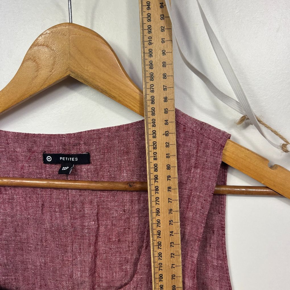 Target Petites Burgundy Linen Dress - Size 12P - Image 7