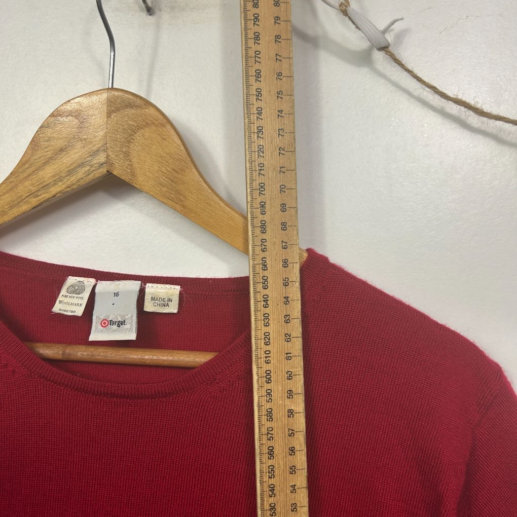 Vintage Target Red Wool Top Jumper - Size 16 - Image 5