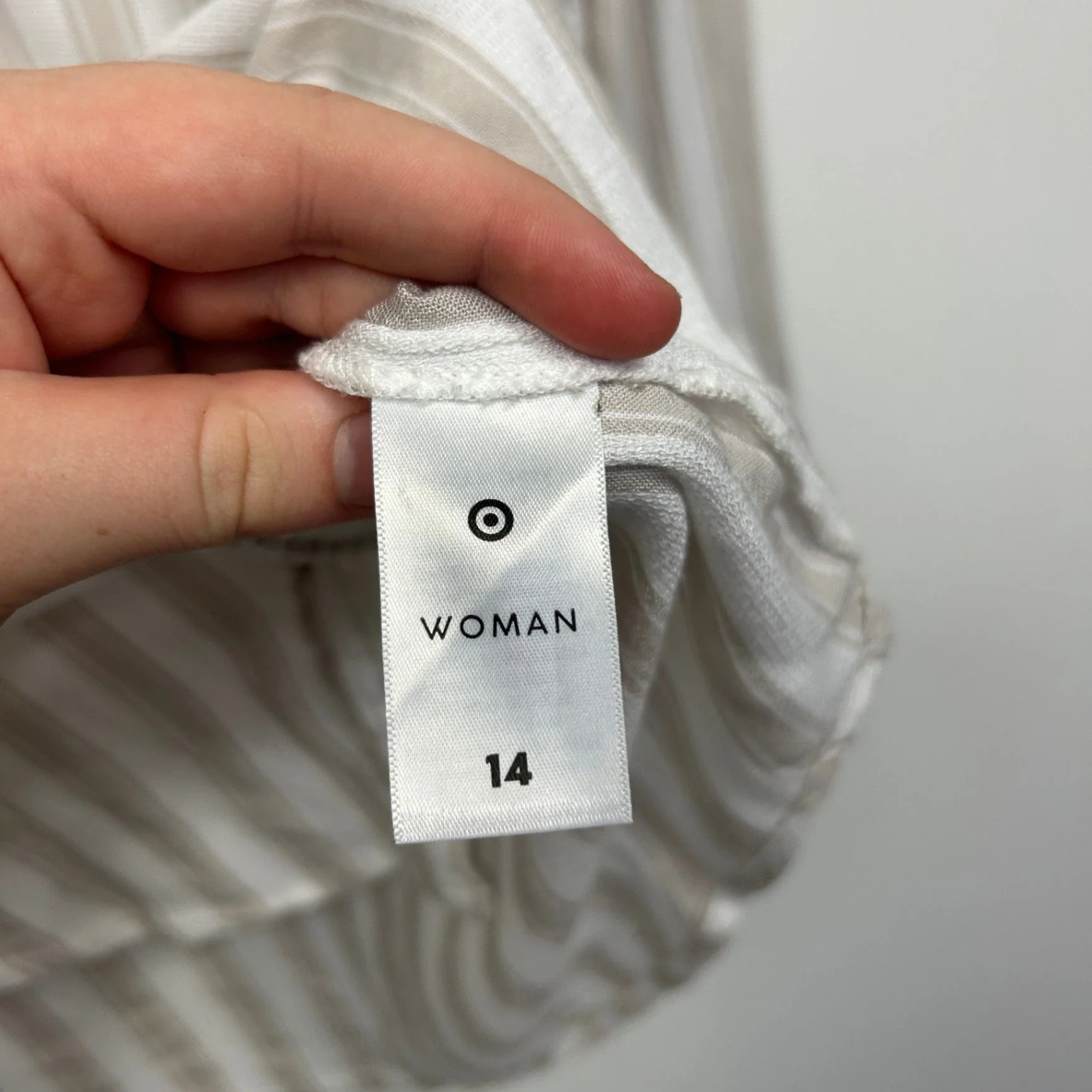 Target Striped Beige White Long Sleeve Button Up Top Size 14 - Image 4
