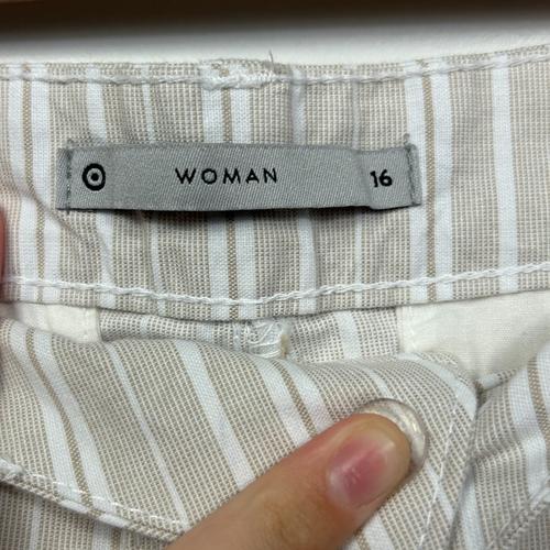 Target Woman Beige & White Striped Shorts - Size 16 - Image 2
