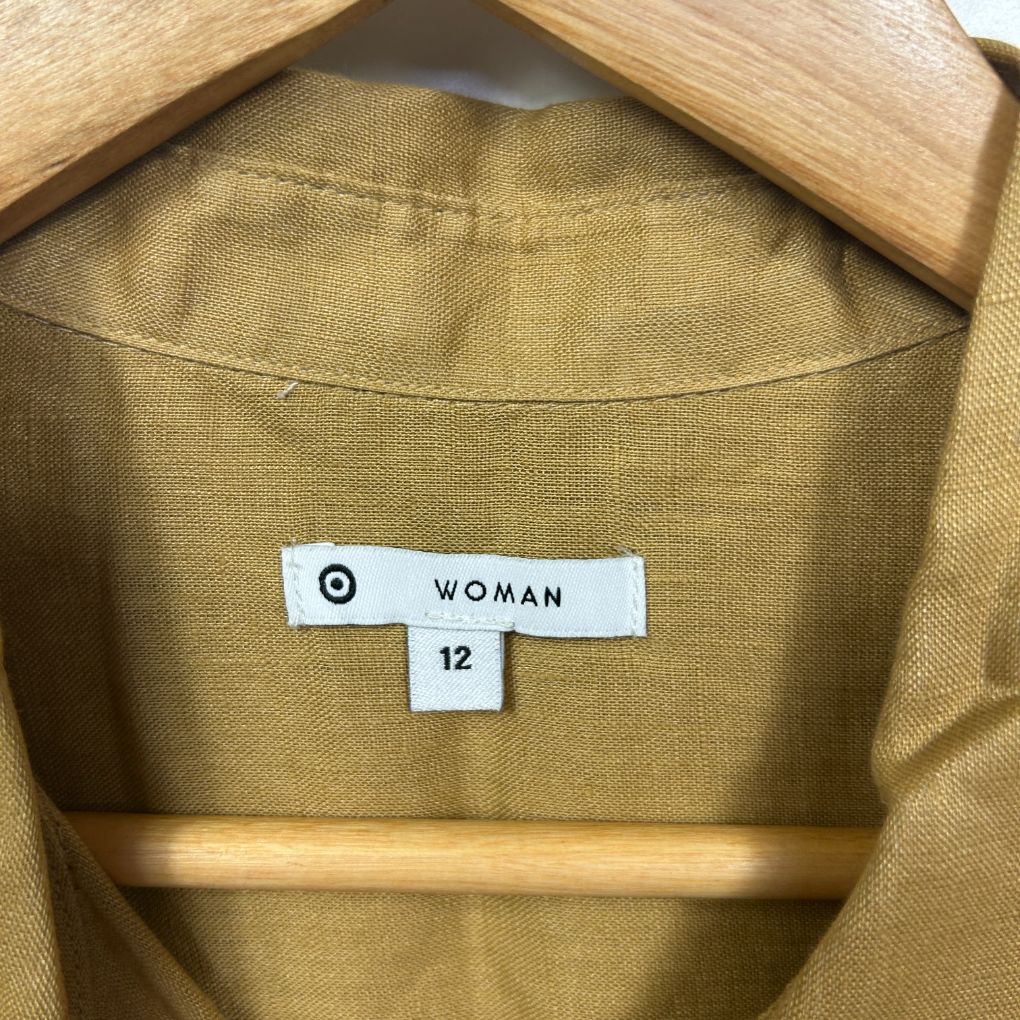 Target Woman Mustard Linen Shirt - Size 12 - Image 2
