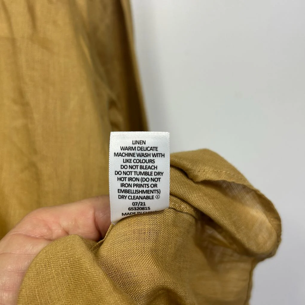 Target Woman Mustard Linen Shirt - Size 12 - Image 3