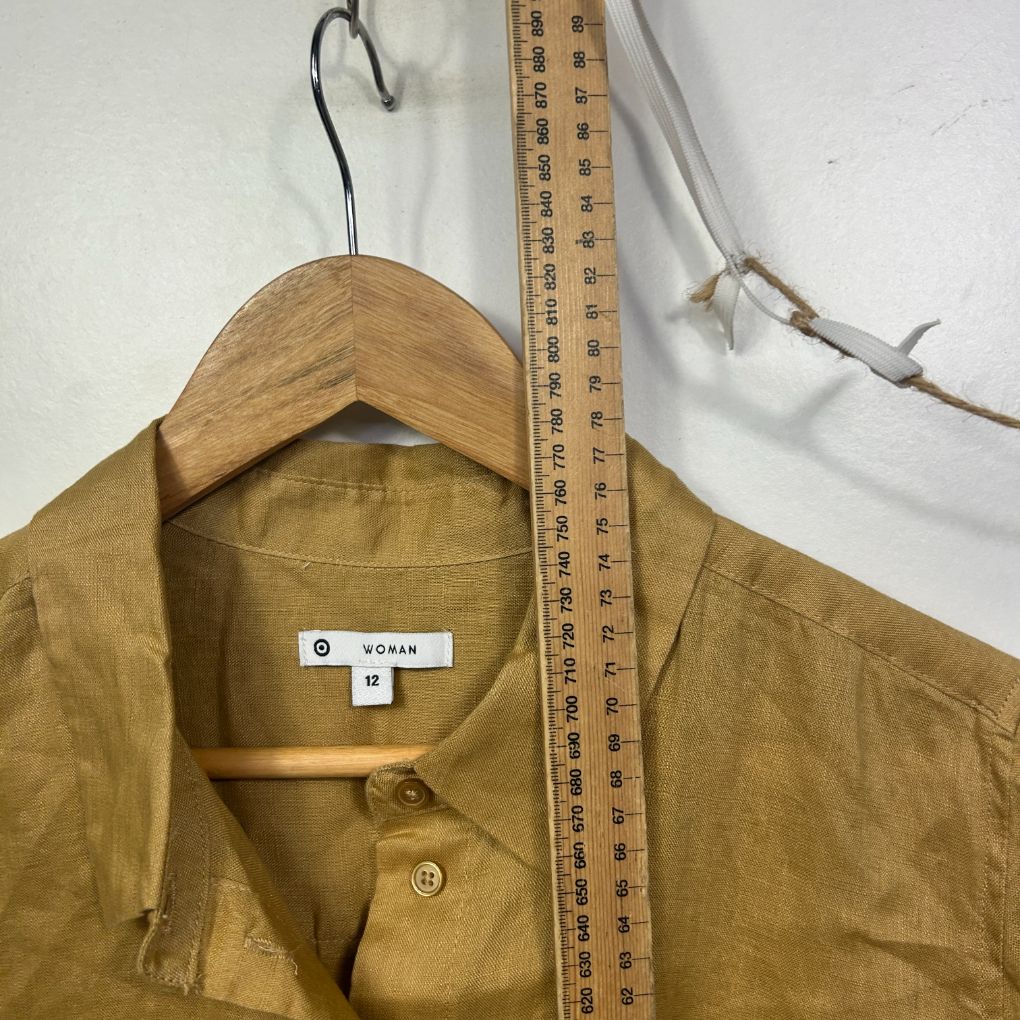 Target Woman Mustard Linen Shirt - Size 12 - Image 6