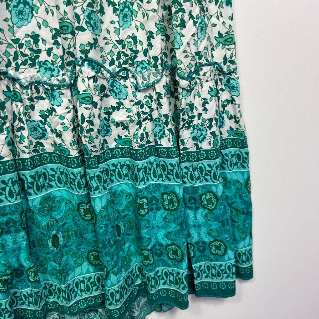 Teal Floral Boho Maxi Dress - Size 16 - Image 3