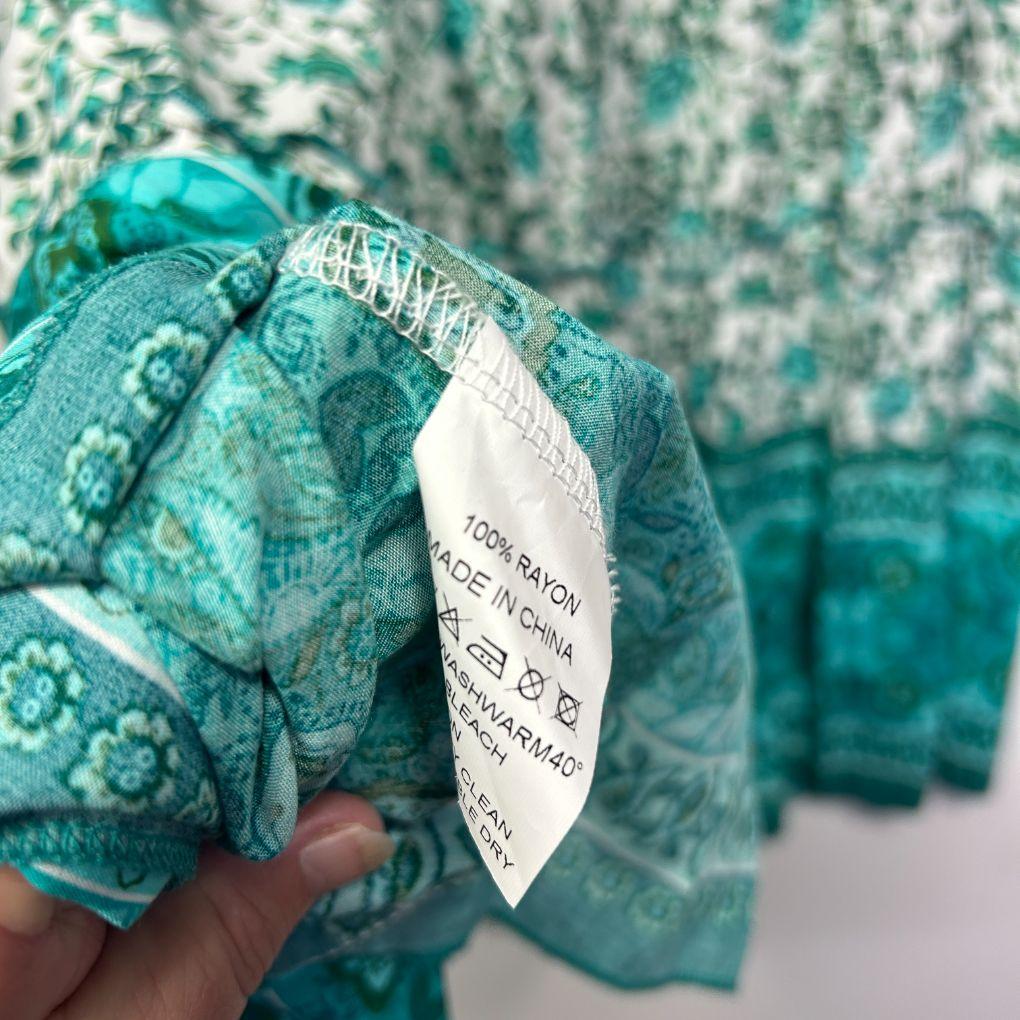 Teal Floral Boho Maxi Dress - Size 16 - Image 5