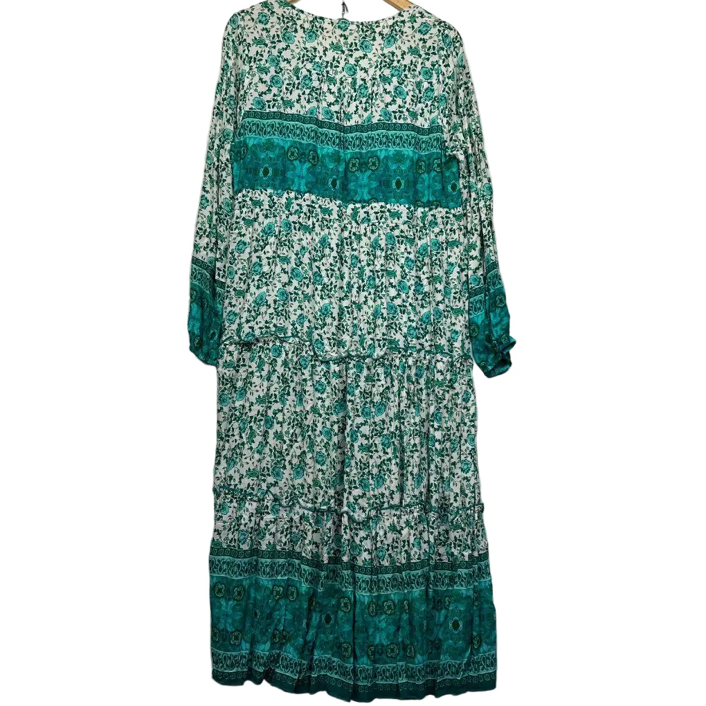 Teal Floral Boho Maxi Dress - Size 16 - Image 6
