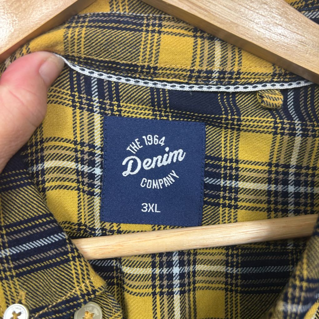 The 1964 Denim Company Yellow Plaid Mens Shirt - Size 3XL - Image 2