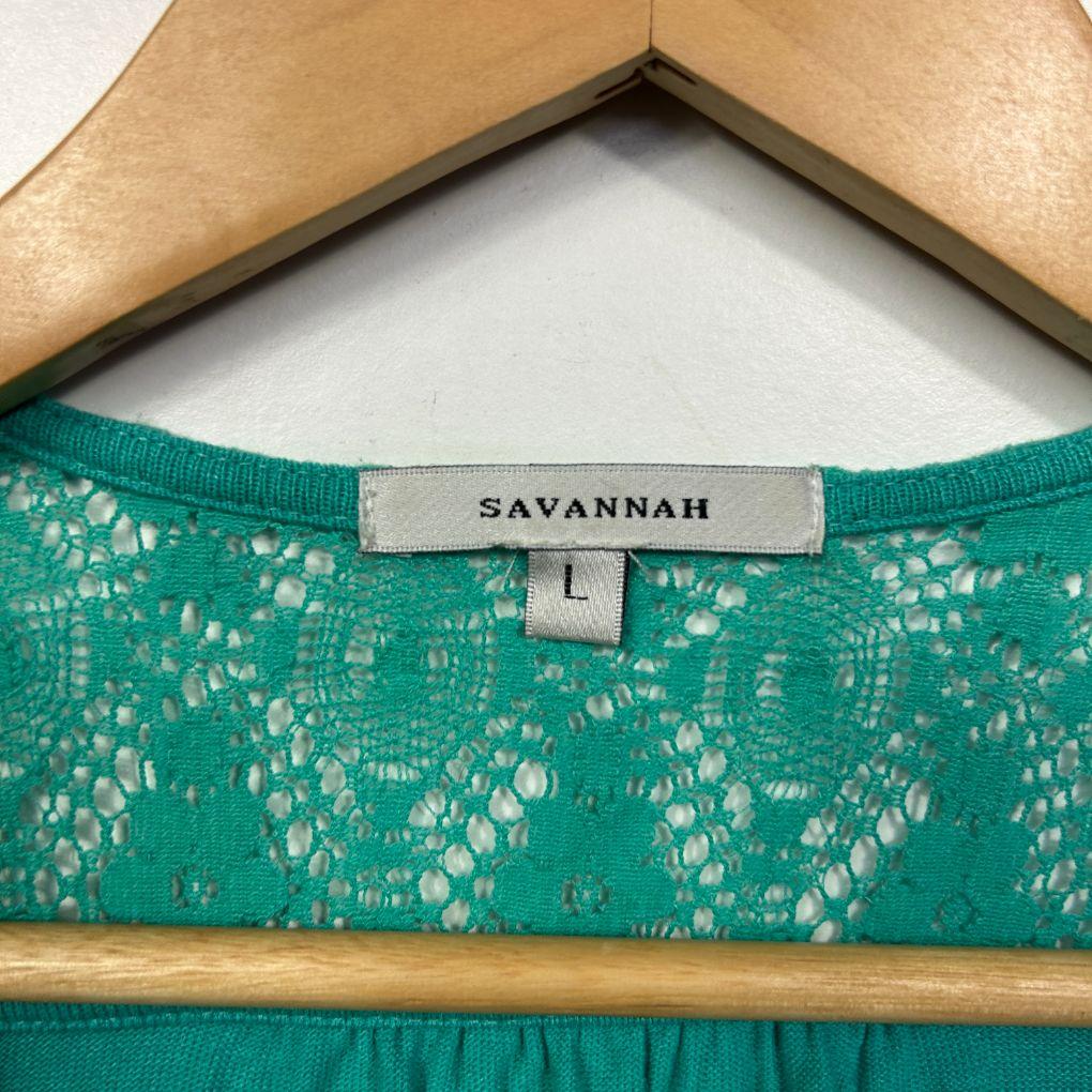 Savannah Open Front Lace Trim Top - Size L - Image 2