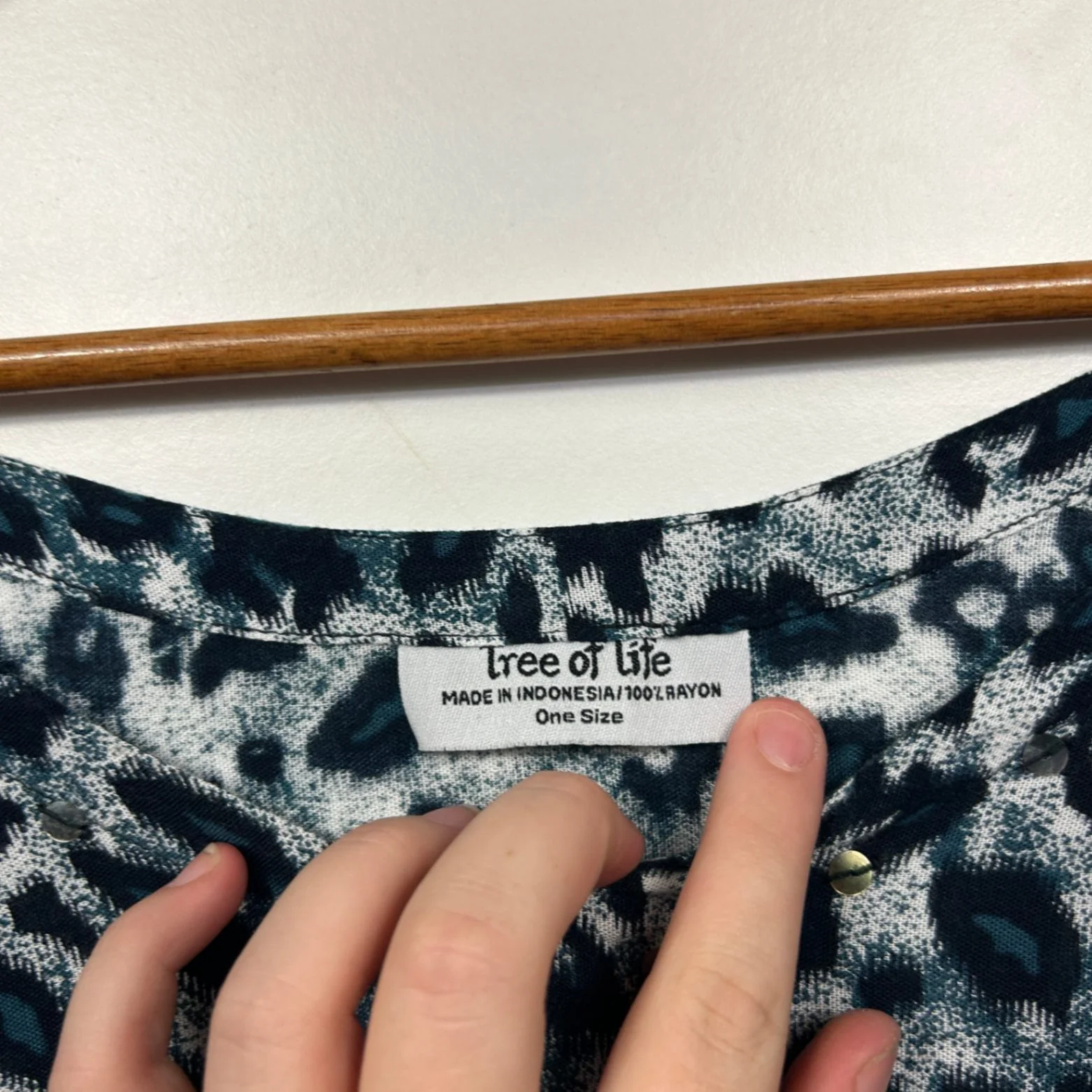Tree Of Life Blue Animal Print Tunic Top One Size - Image 4