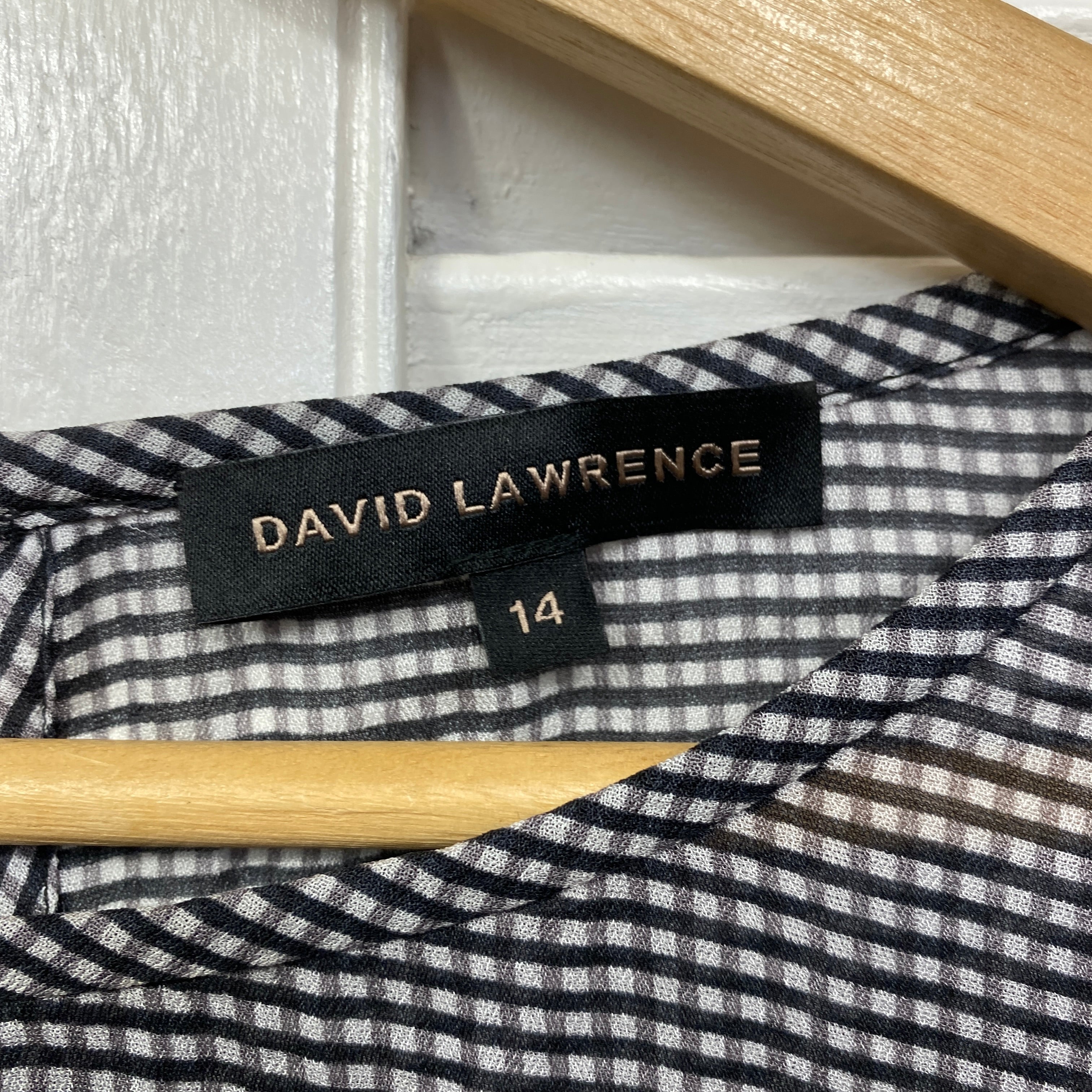 David Lawrence Top Size 14 Long Sleeve Black Check Sheer - Image 5