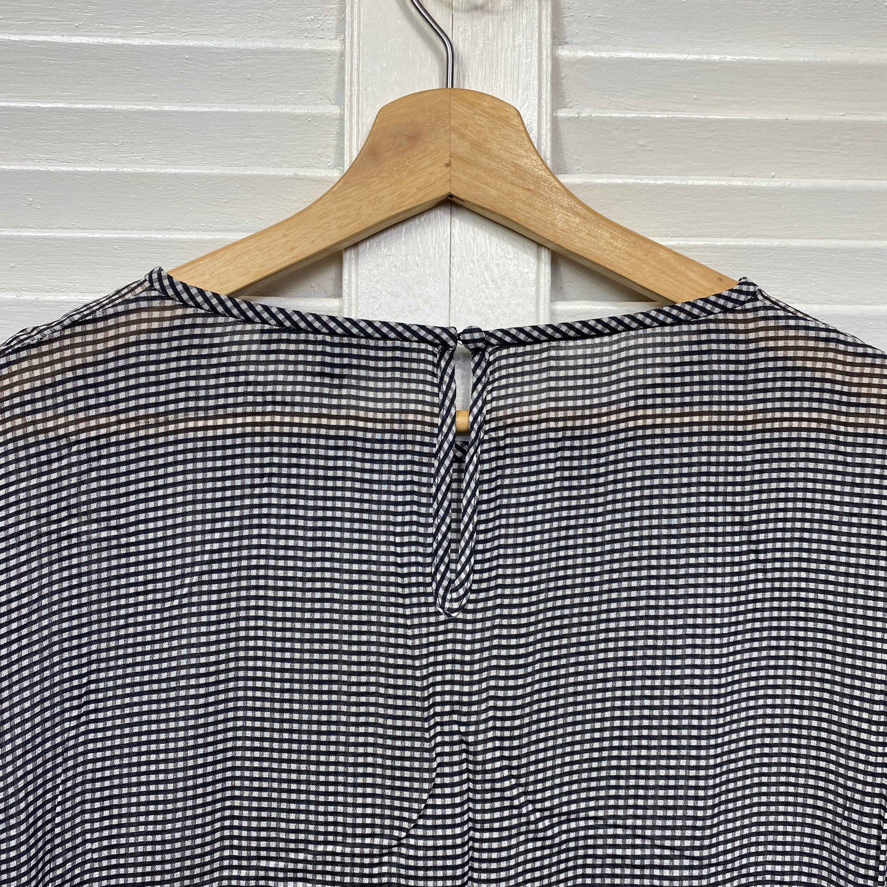 David Lawrence Top Size 14 Long Sleeve Black Check Sheer - Image 7