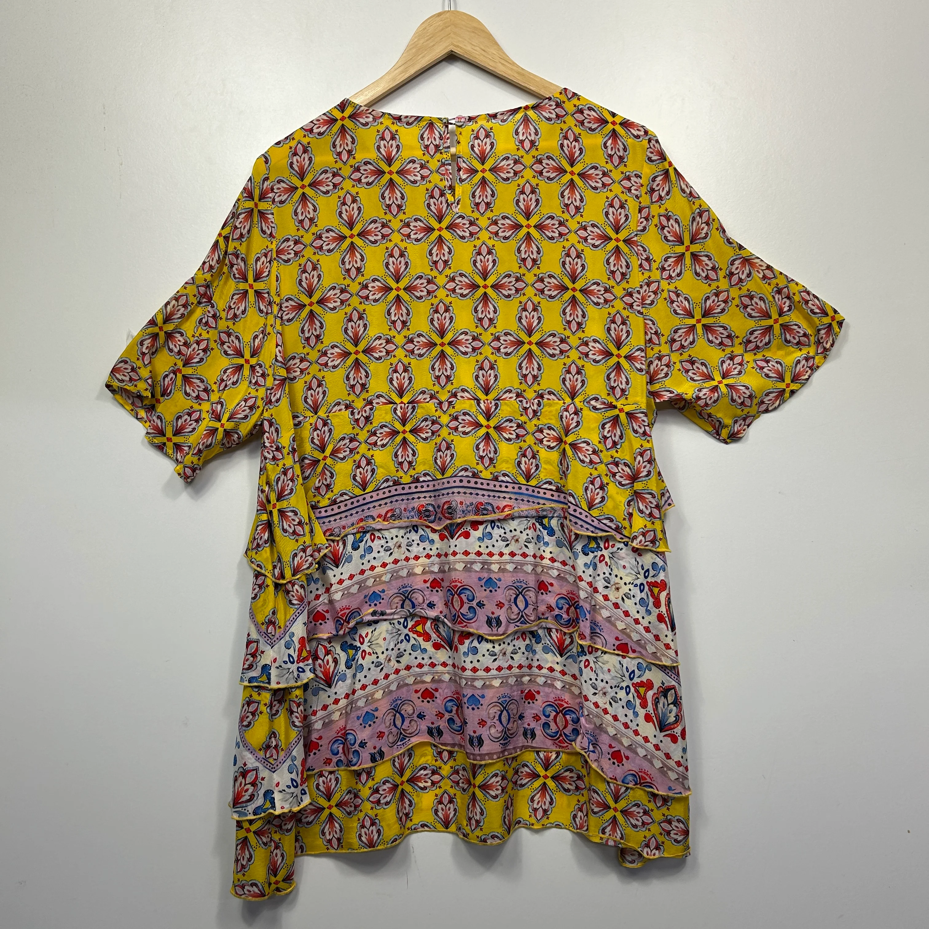 Trelise Copper Curate Mustard Yellow Floral Print Top - Size L - Image 3