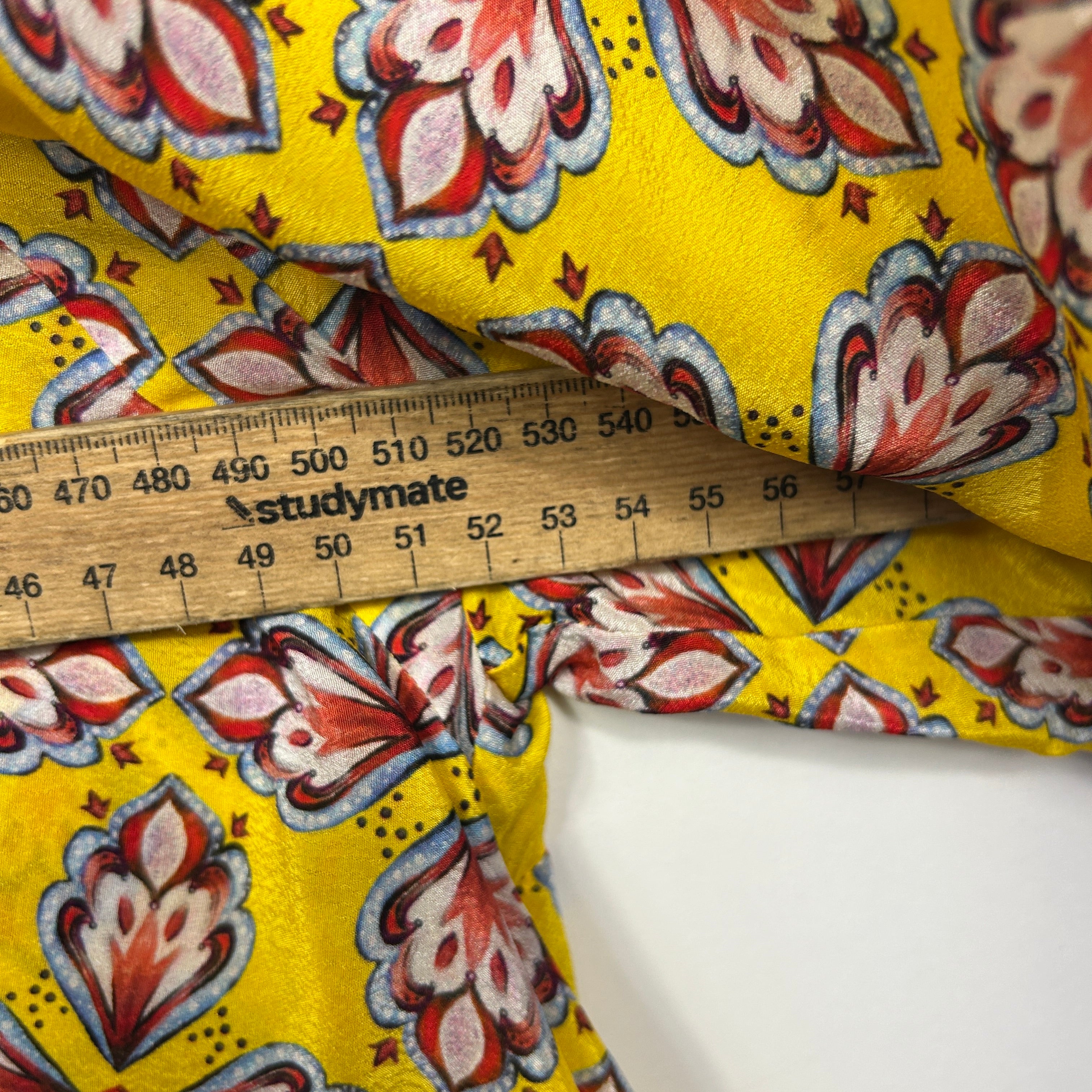 Trelise Copper Curate Mustard Yellow Floral Print Top - Size L - Image 4