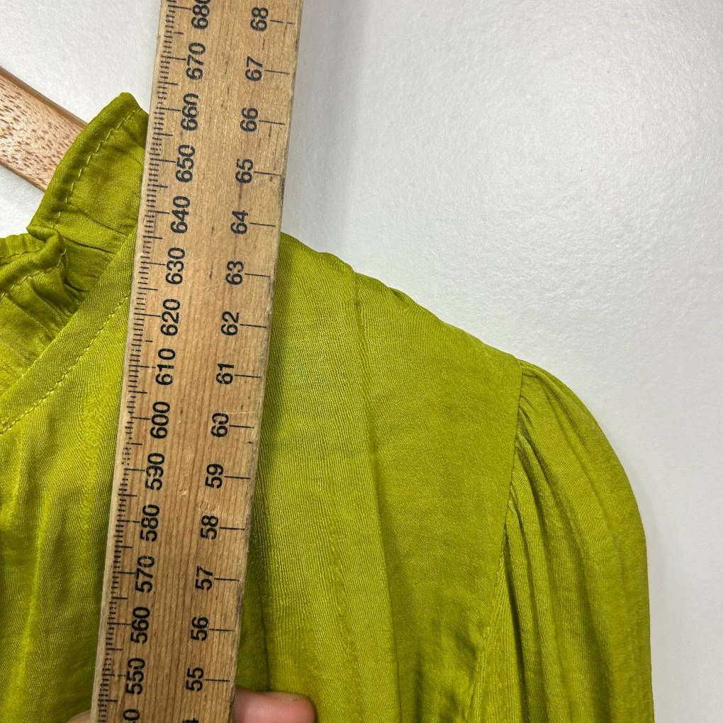 Valleygirl Lime Green Tie-Neck Blouse - Size 14 - Image 6