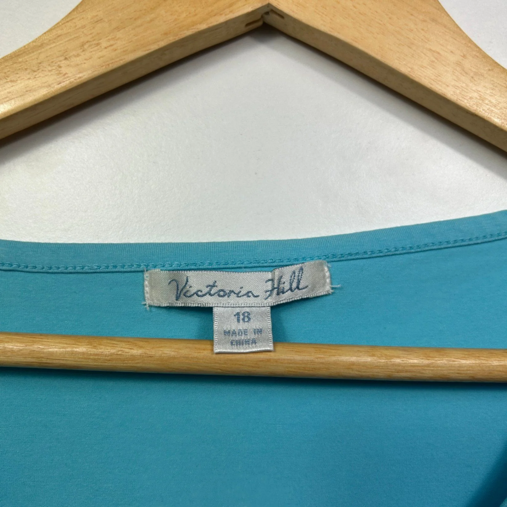 Victoria Hill Blue Cotton Short Sleeve Tshirt Casual Top Size 18 - Image 3