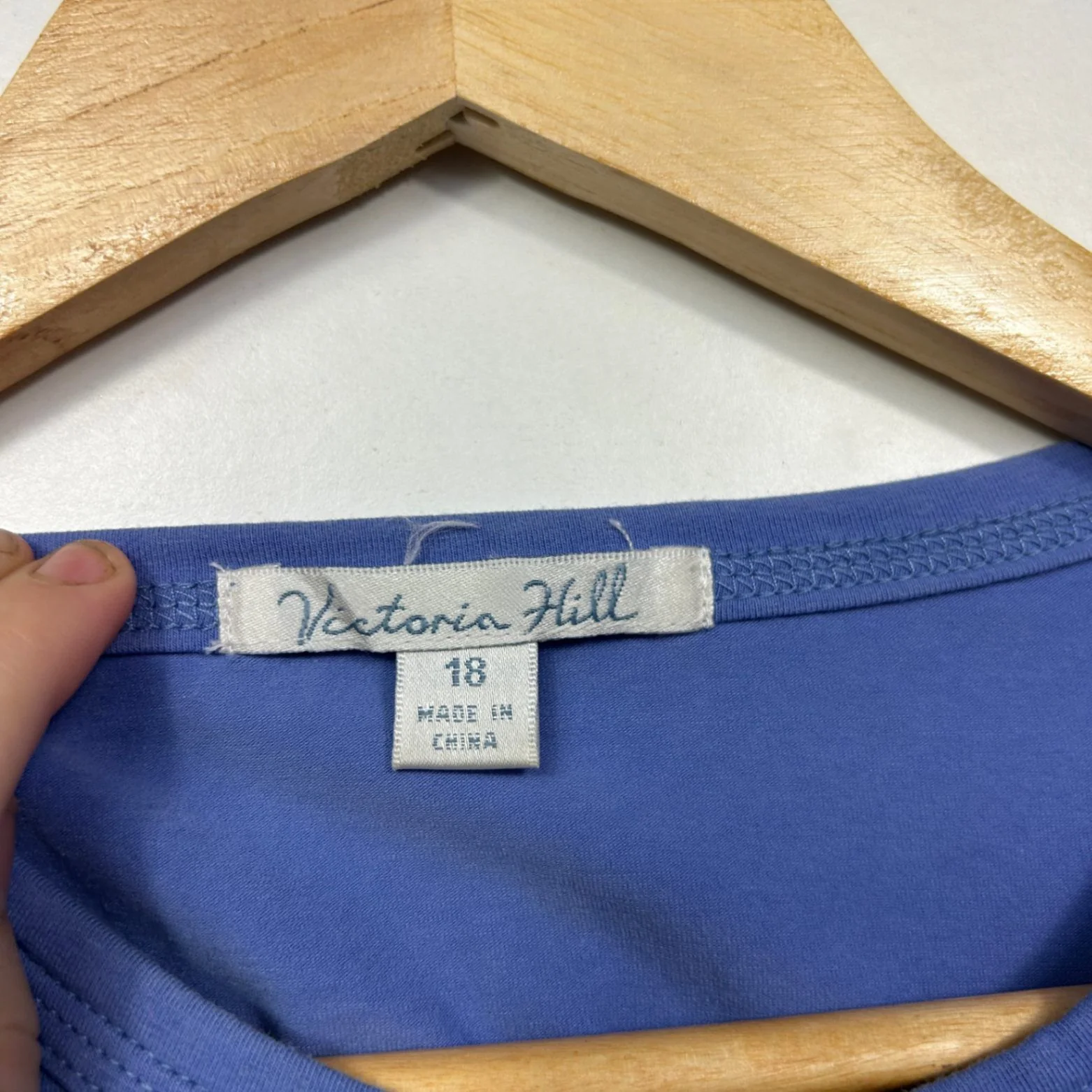 Victoria Hill Blue Cotton Short Sleeve Tshirt Casual Top Size 18 - Image 3