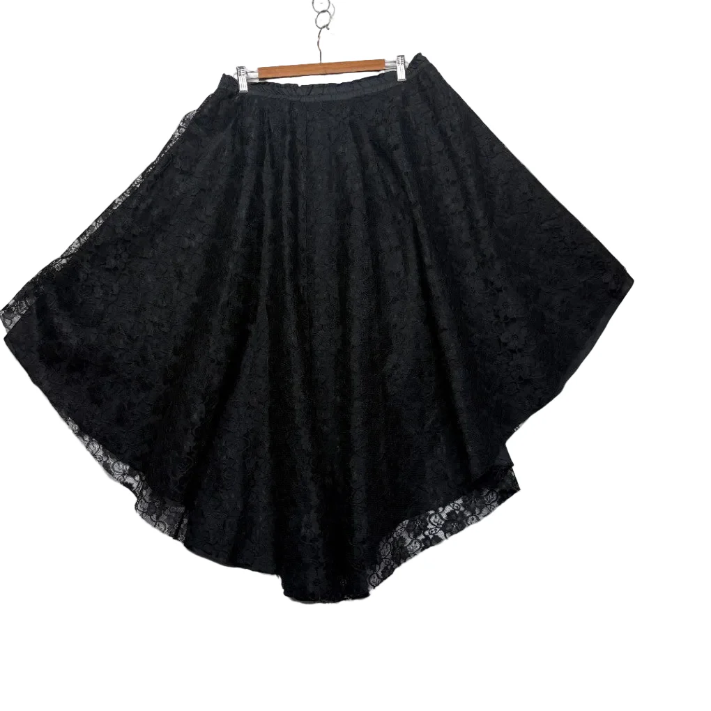 Vintage Black Lace Asymmetric Hi Low Skirt - One Size - Image 2