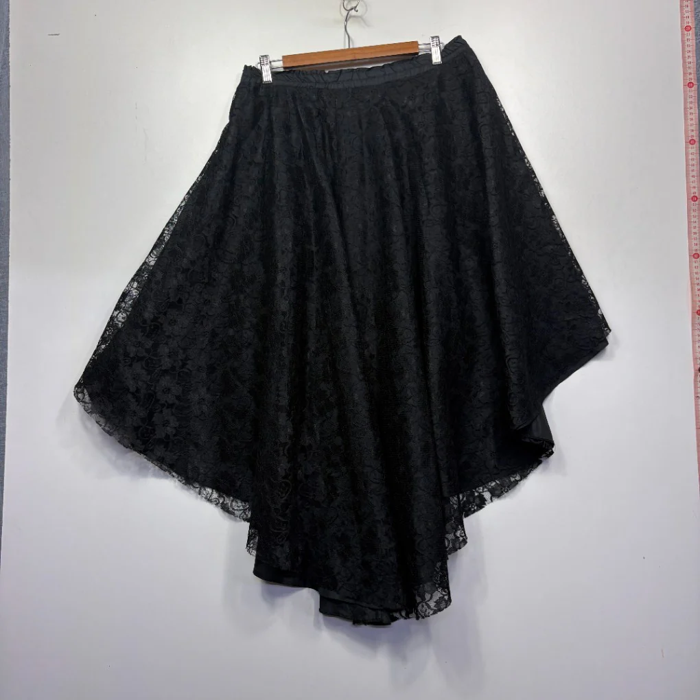 Vintage Black Lace Asymmetric Hi Low Skirt - One Size - Image 3