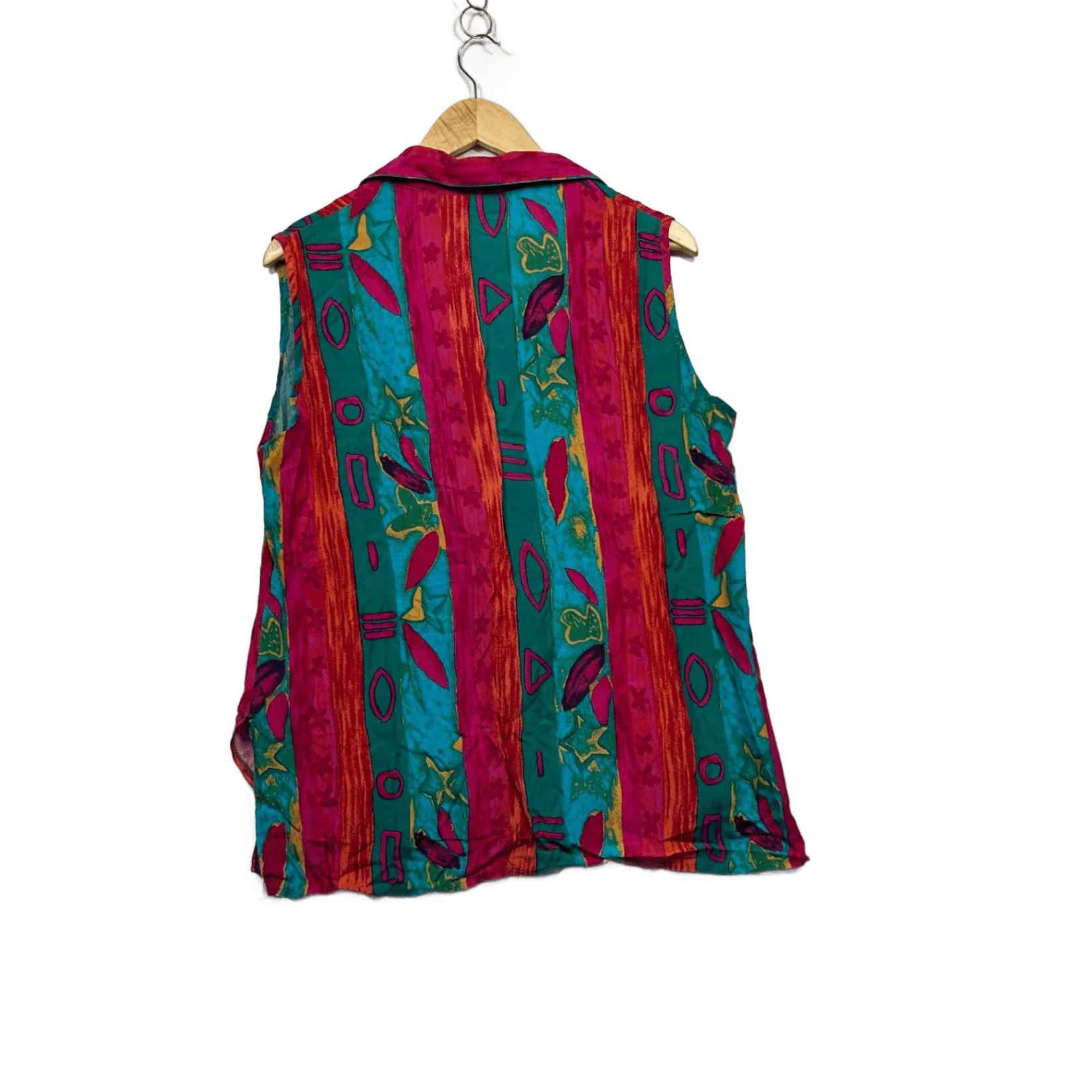 Vintage Katies Sleeveless Top Button Up Multicoloured Size 14 - Image 2