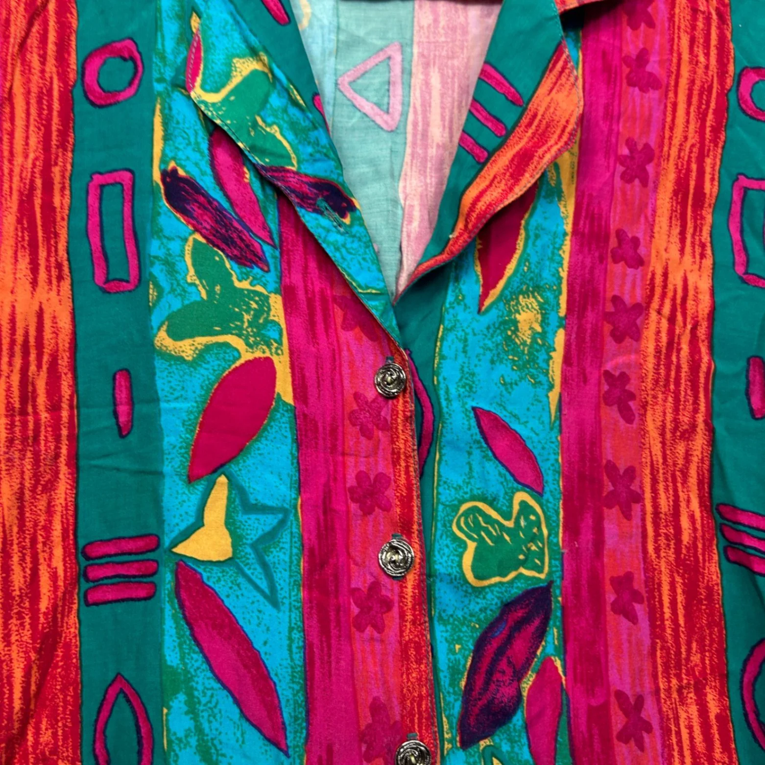 Vintage Katies Sleeveless Top Button Up Multicoloured Size 14 - Image 5