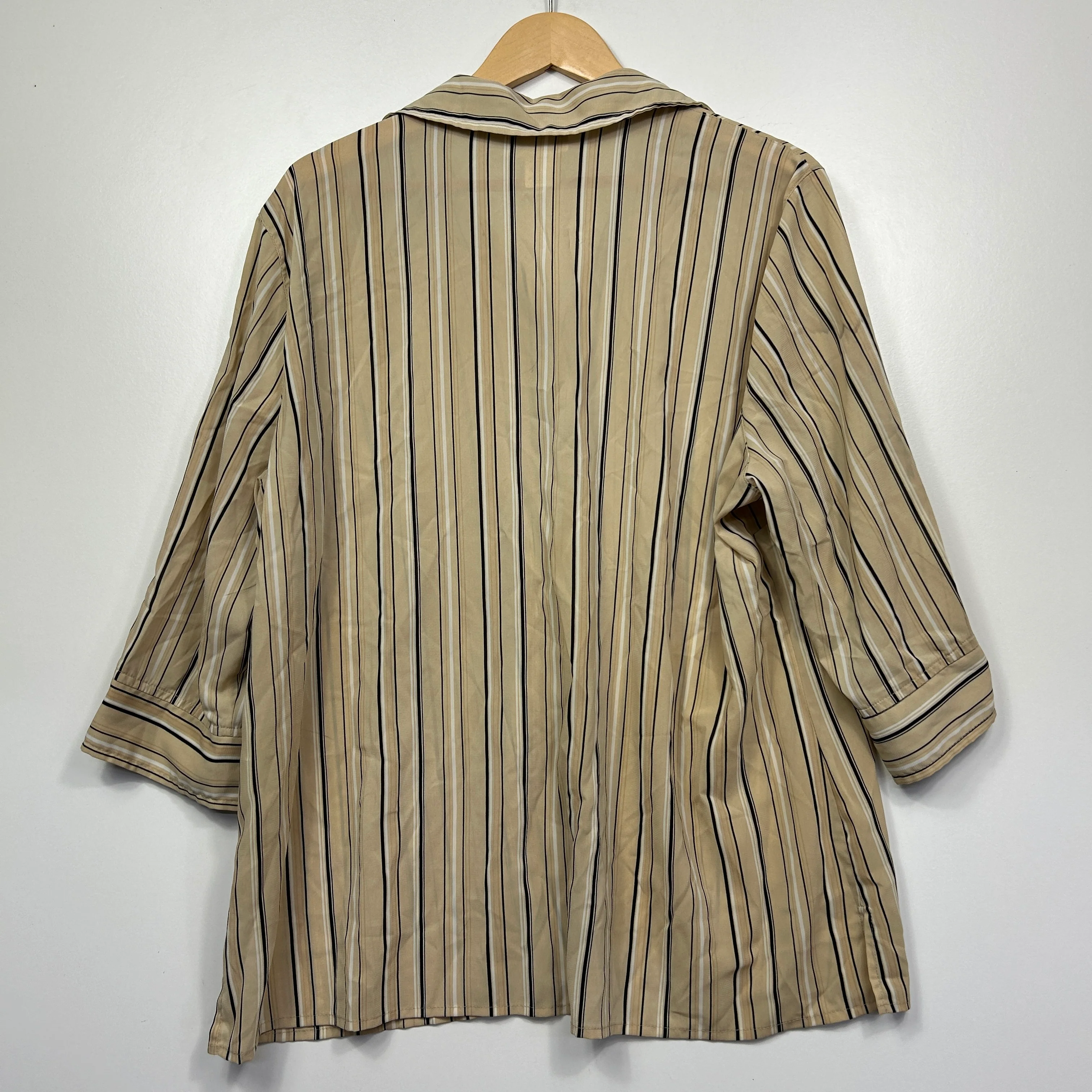 Vintage Millers Beige Striped Shirt - Size 20 - Image 3