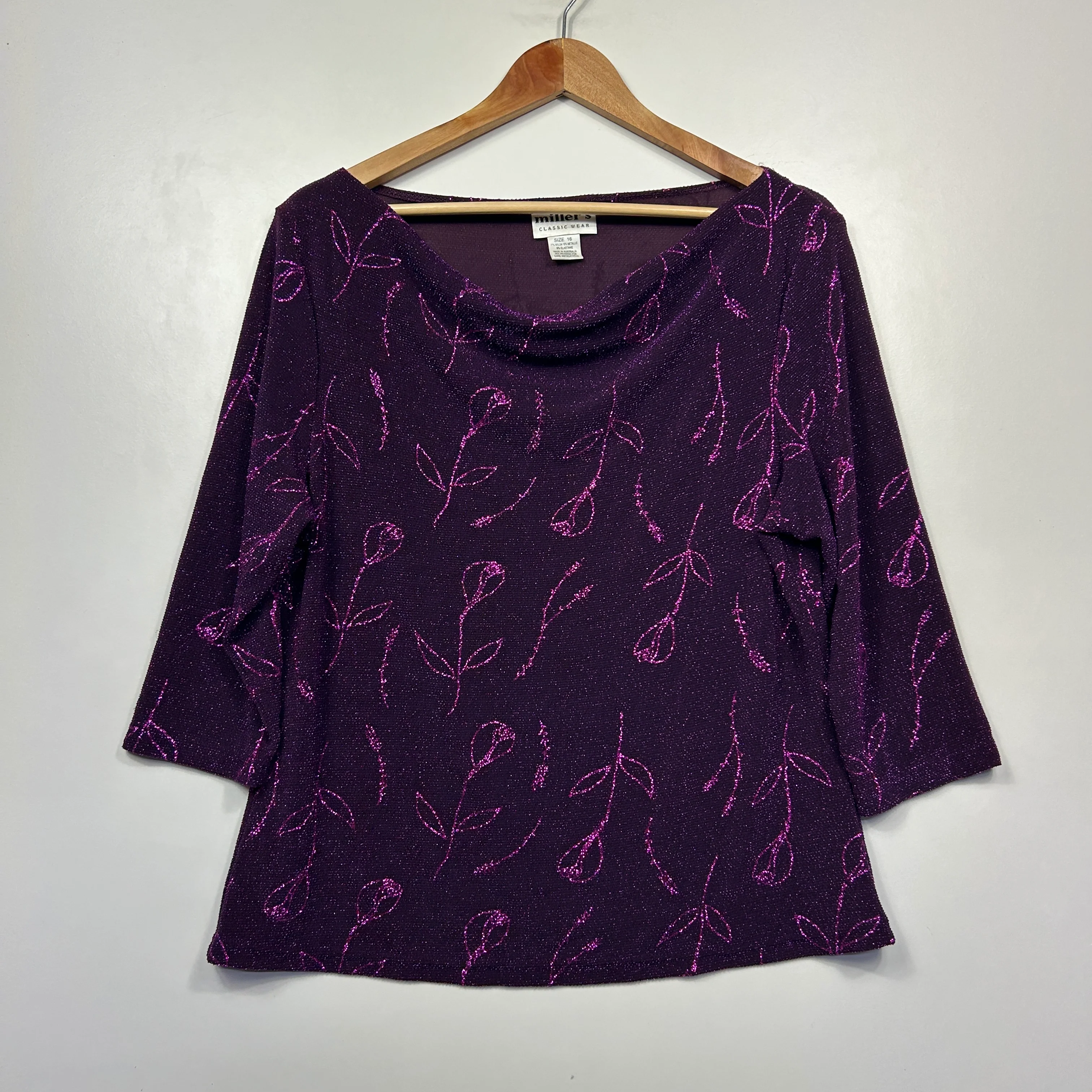 VIntage Millers Purple Sparkly Top - Size 16 - Image 2