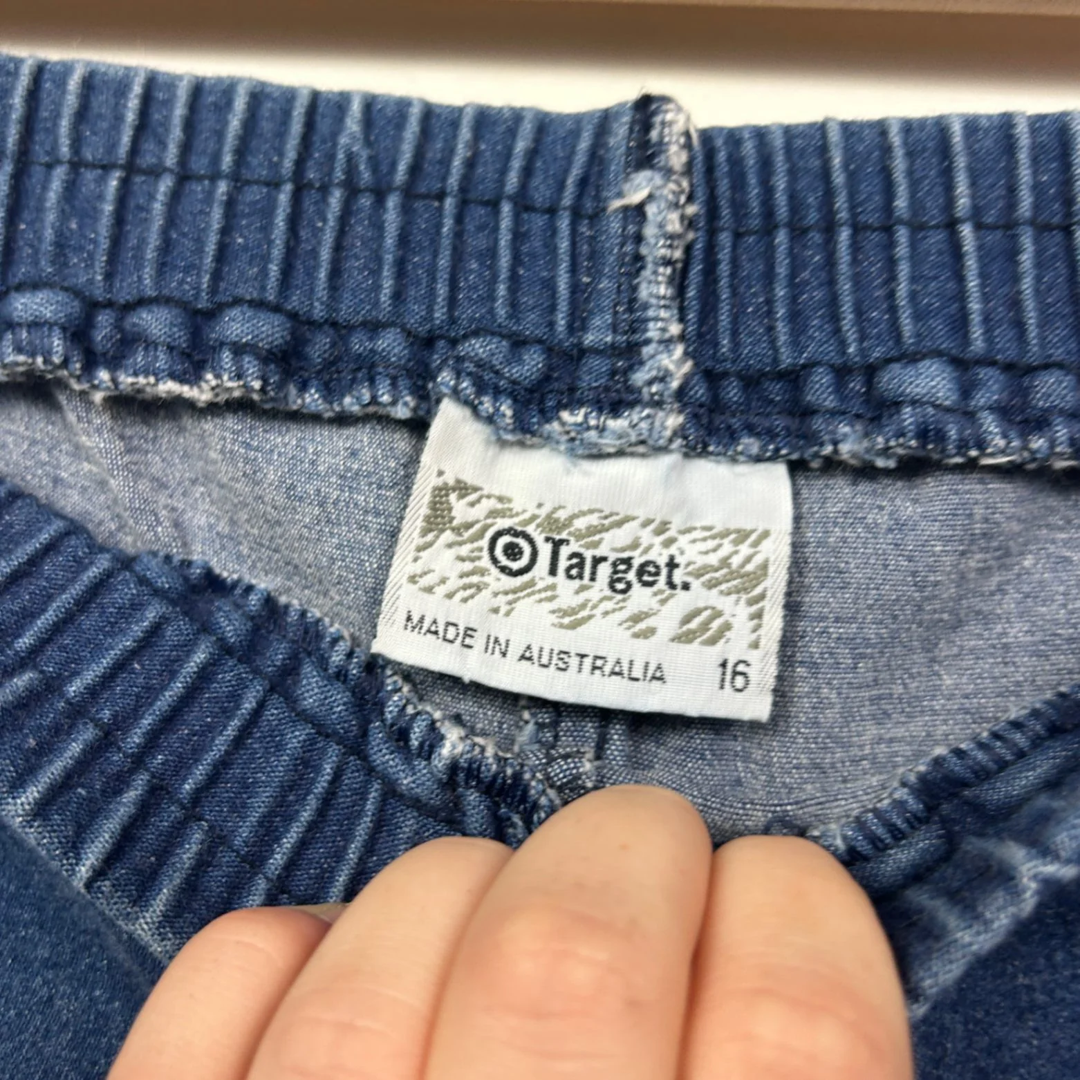 Vintage Target Womens Denim Blue Elastic Waist Stretch Slim Fit Pants Size 12-16 - Image 3