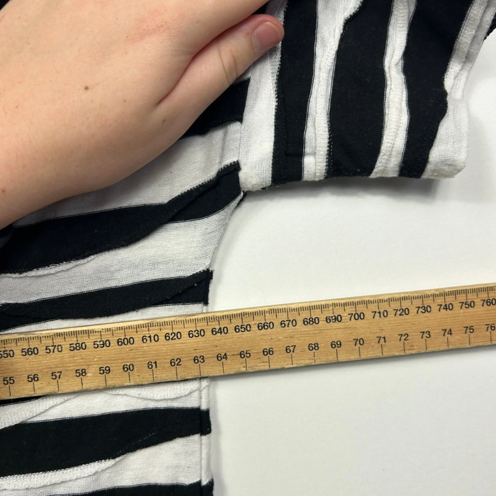 Virtuelle Black White Striped Short Sleeve Casual Top Size 14 - 16 XS Plus - Image 5