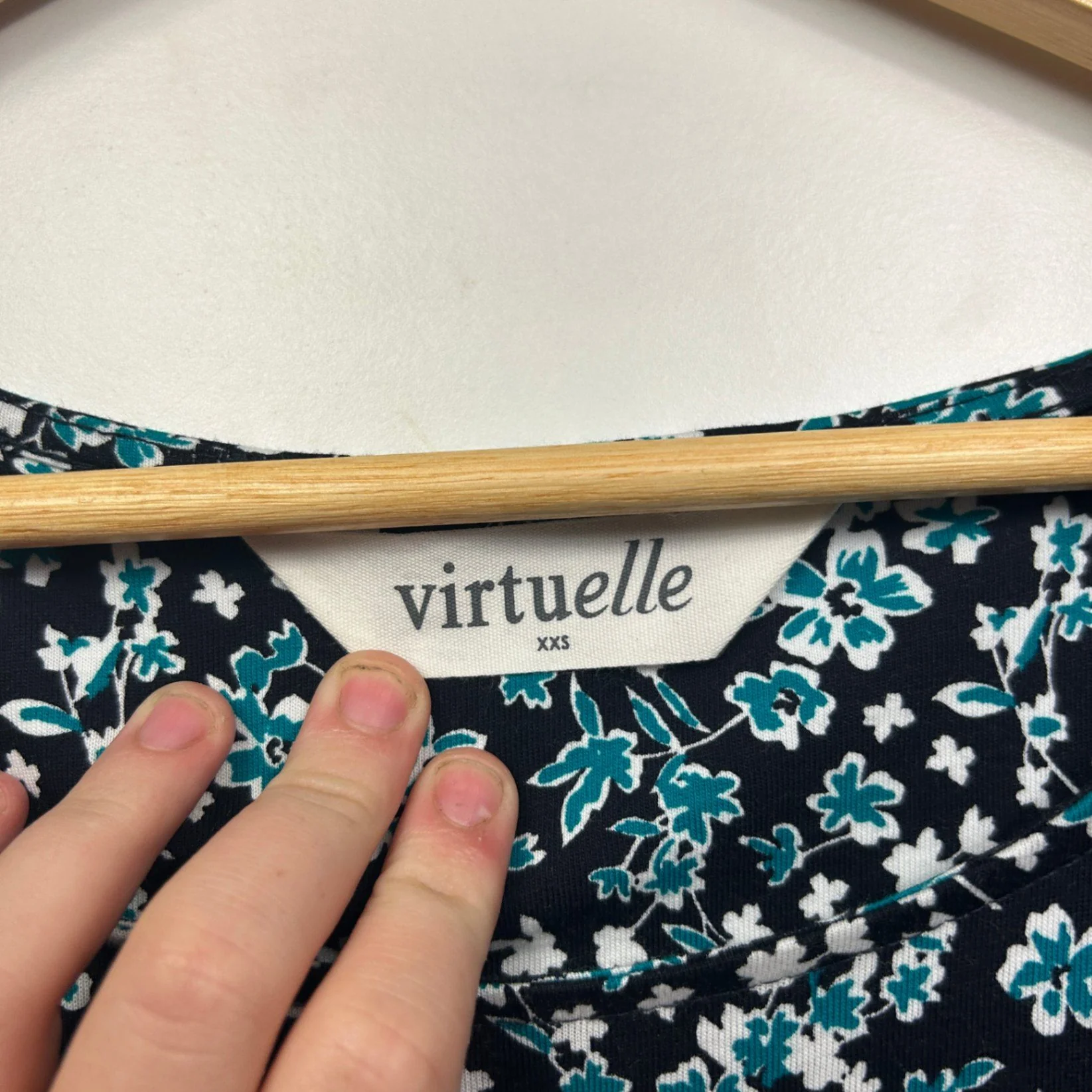 Virtuelle Dress Size 12 XXS Black Floral 3/4 Sleeve Organic Cotton - Image 4