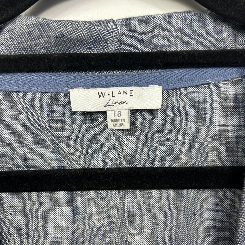 W Lane Blue Linen Top Jacket - Size 18 - Image 2