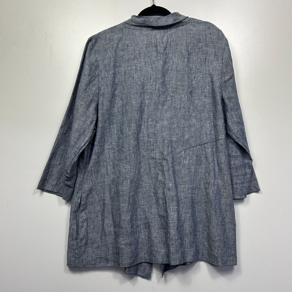 W Lane Blue Linen Top Jacket - Size 18 - Image 3