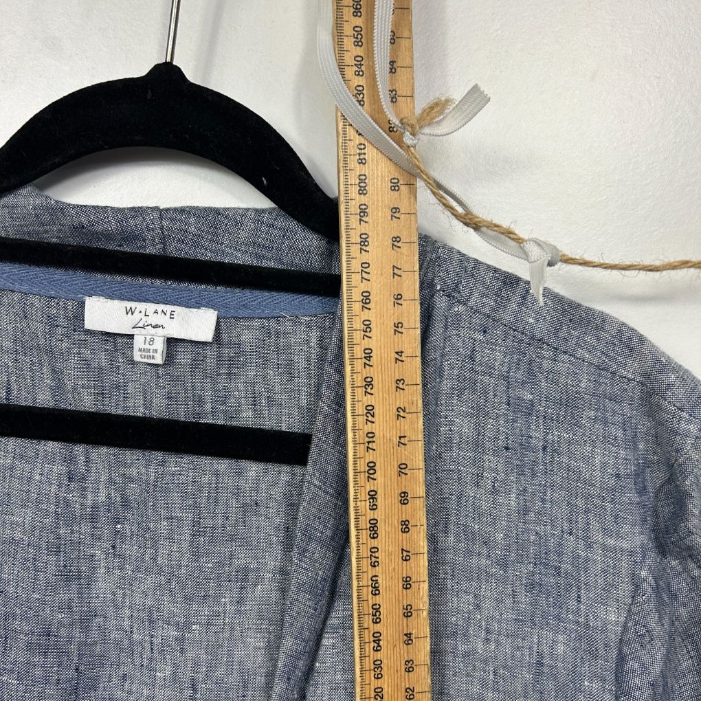 W Lane Blue Linen Top Jacket - Size 18 - Image 6