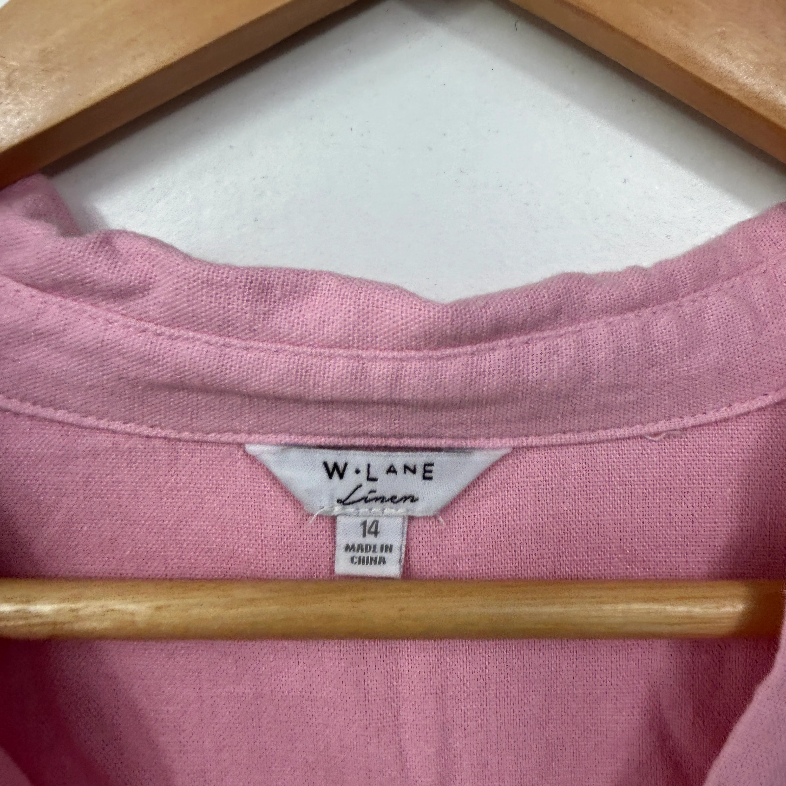 W.Lane Dusty Pink Linen Polo Top - Size 14 - Image 2