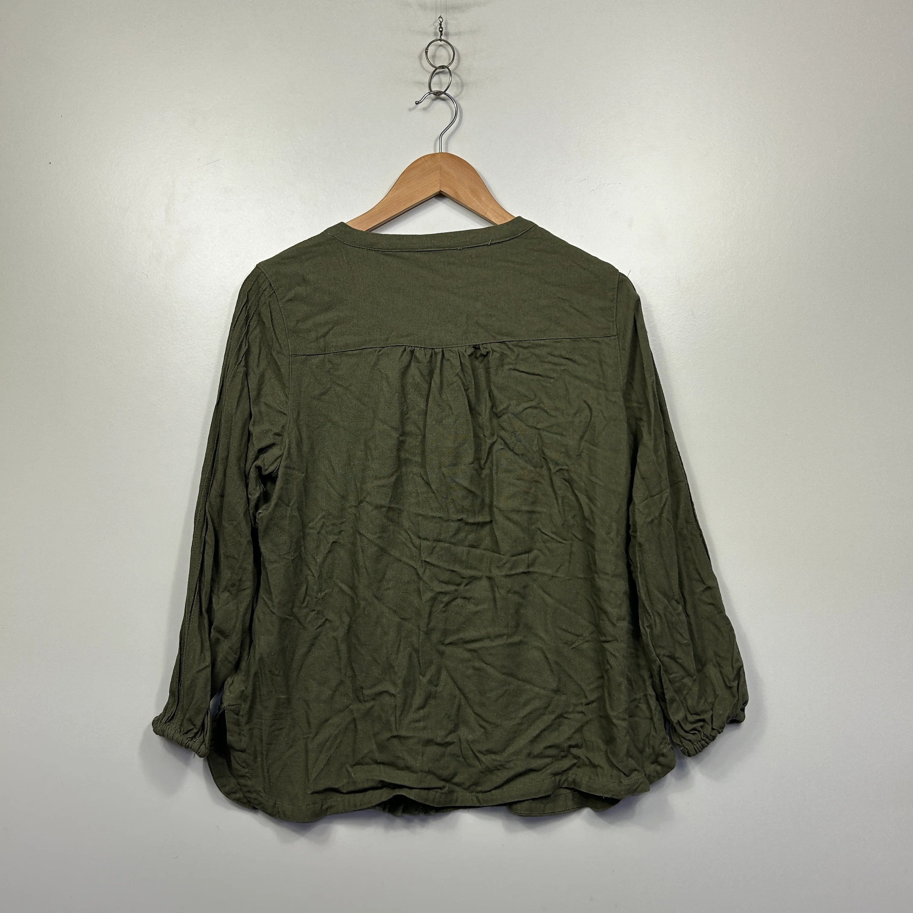 W Lane Olive Green Linen Blouse - Size 14 - Image 4