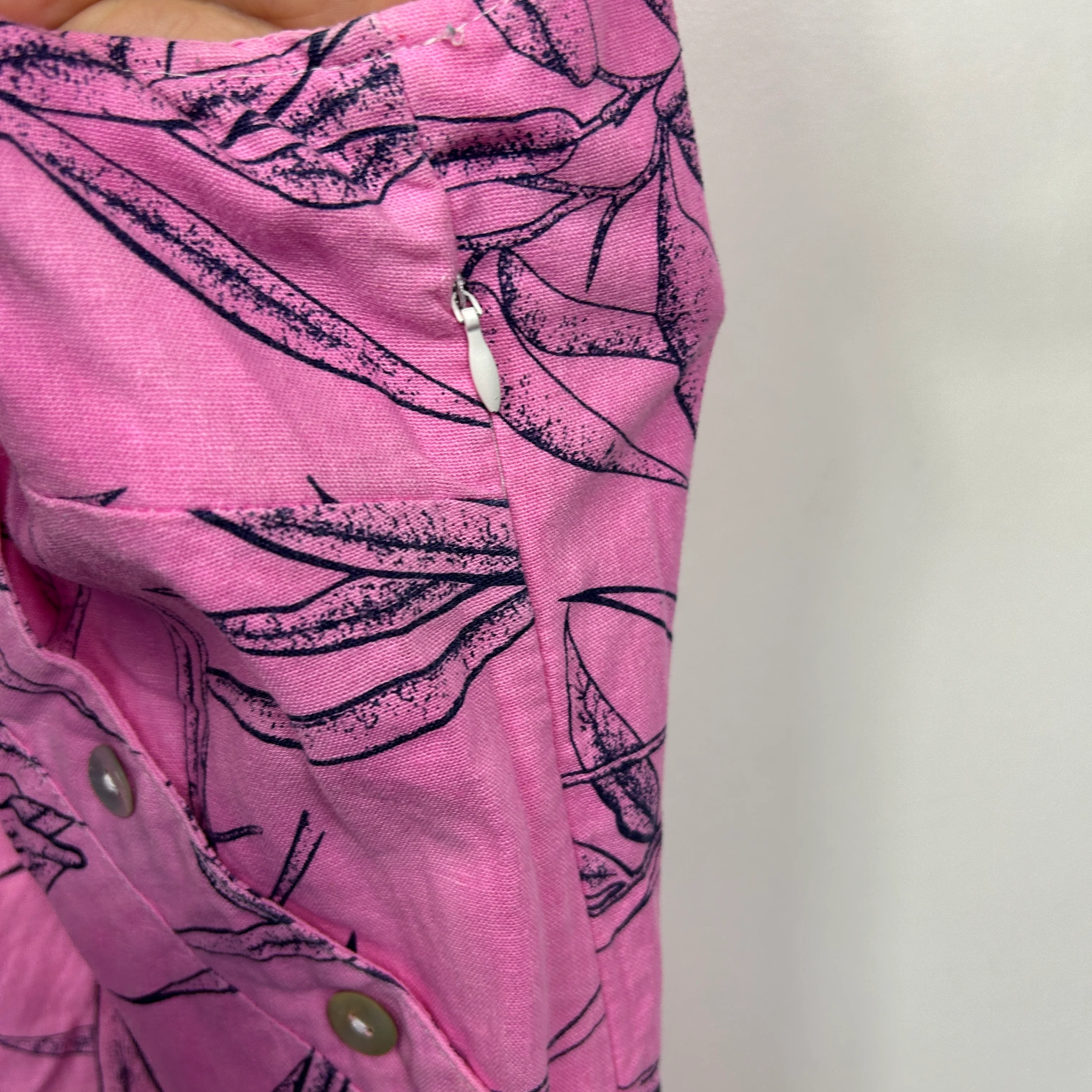 W. Lane Pink Linen Leaf Print Dress - Size 12 - Image 3