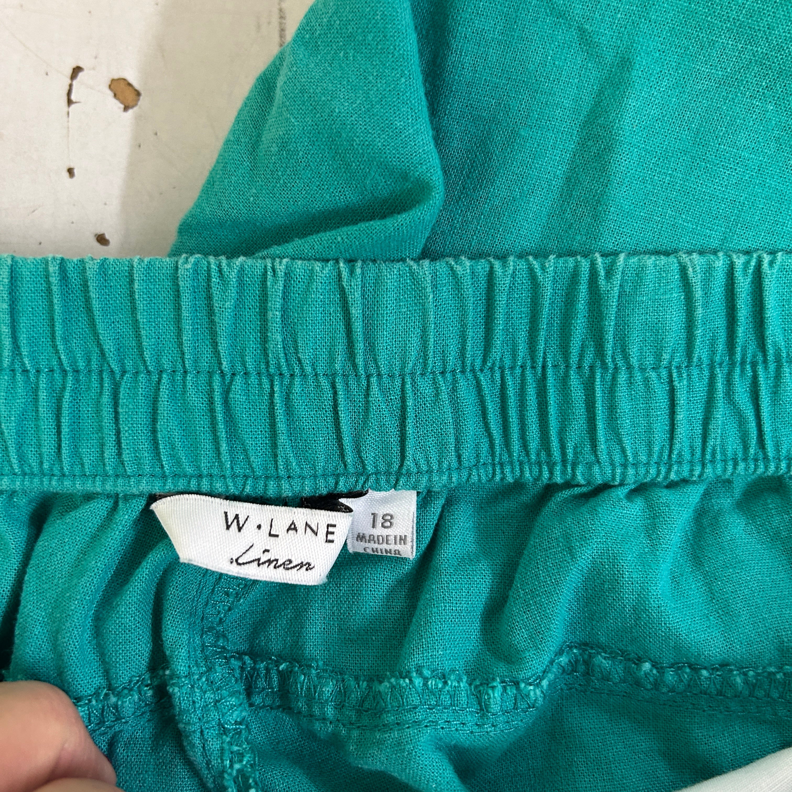 W.Lane Teal Linen Pants - Size 18 - Image 2