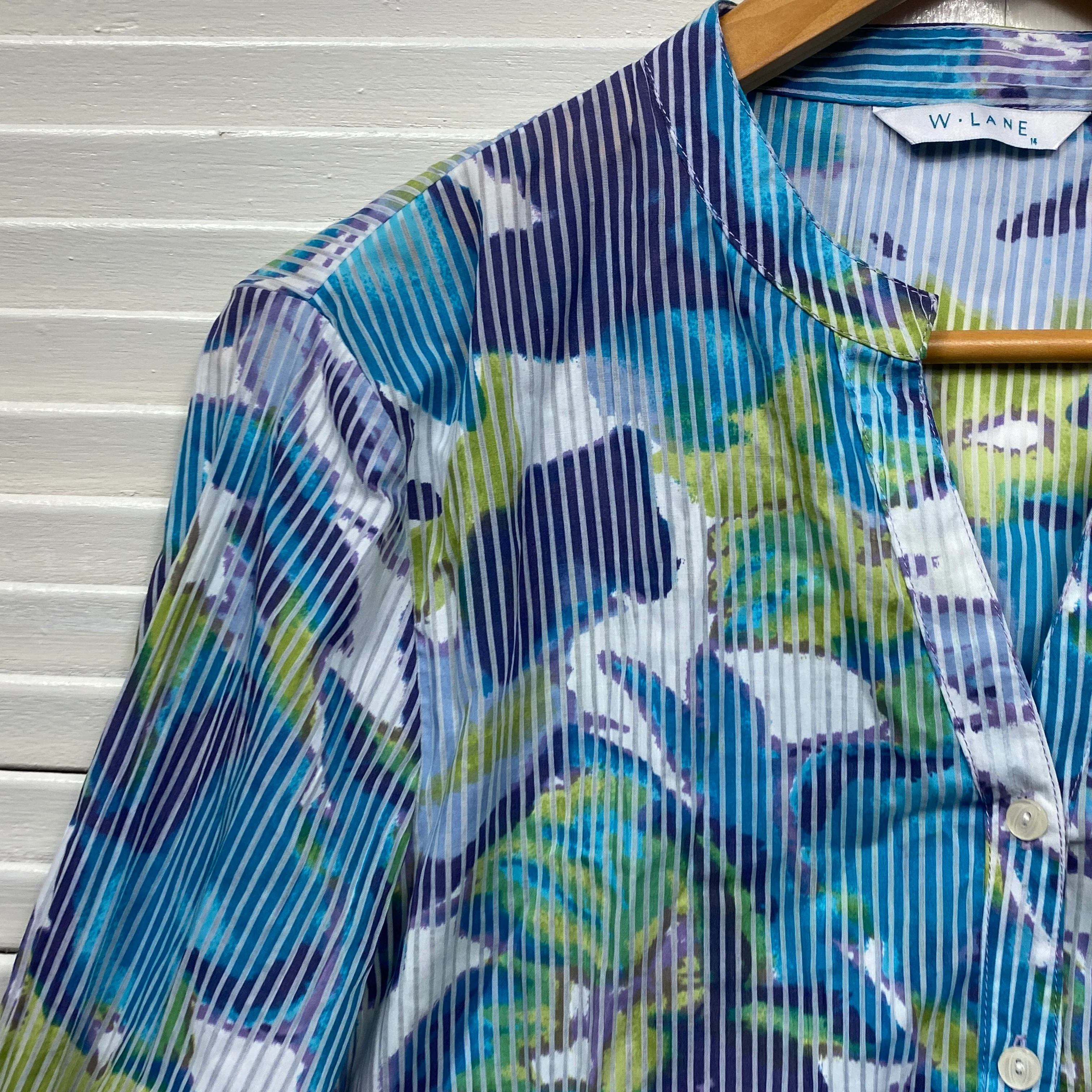 W Lane Top Size 14 Long Sleeve Button Up Multicoloured - Image 3