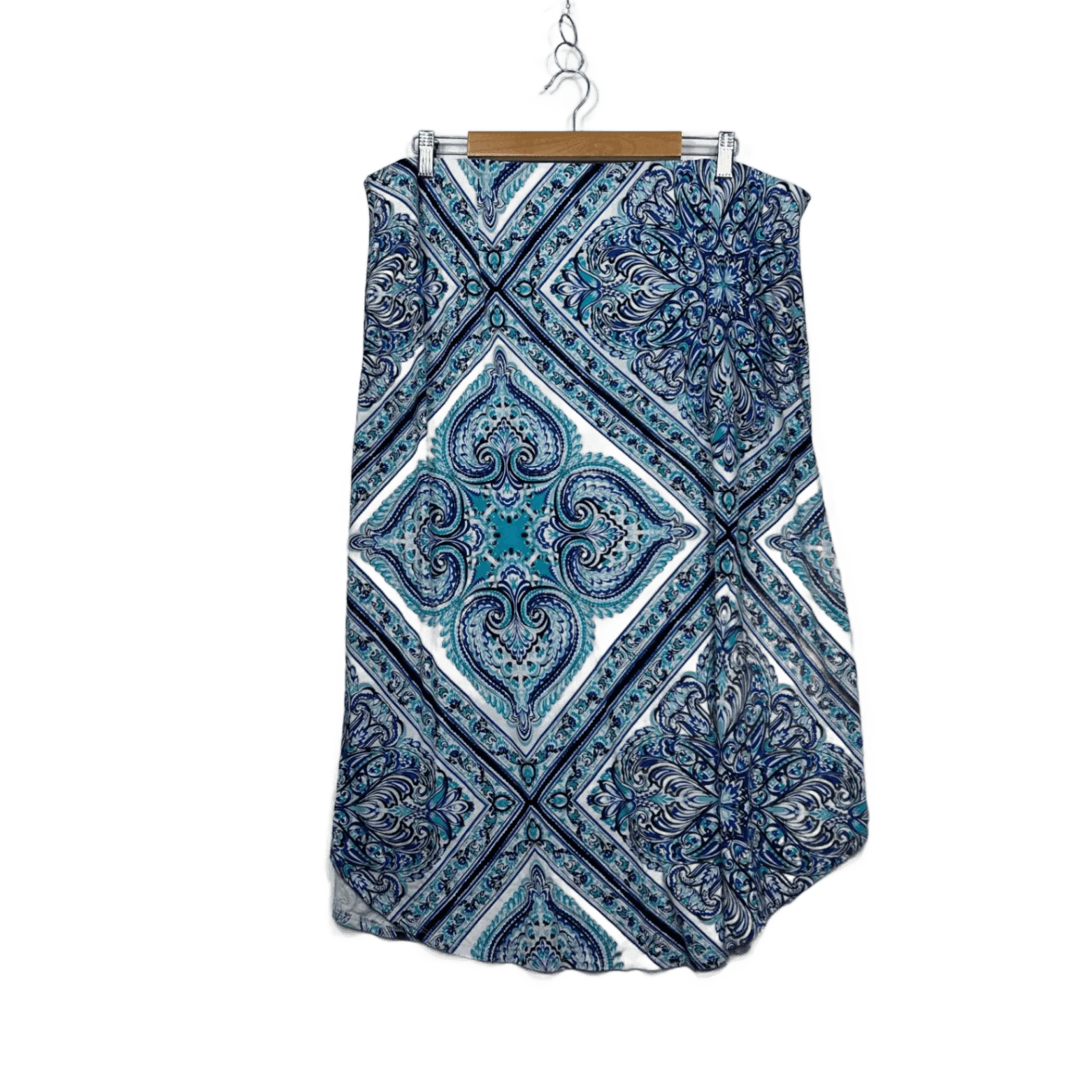 W.Lane Blue Aqua Paisley Print Stretch Skirt Size 2XL 16 18 - Image 2
