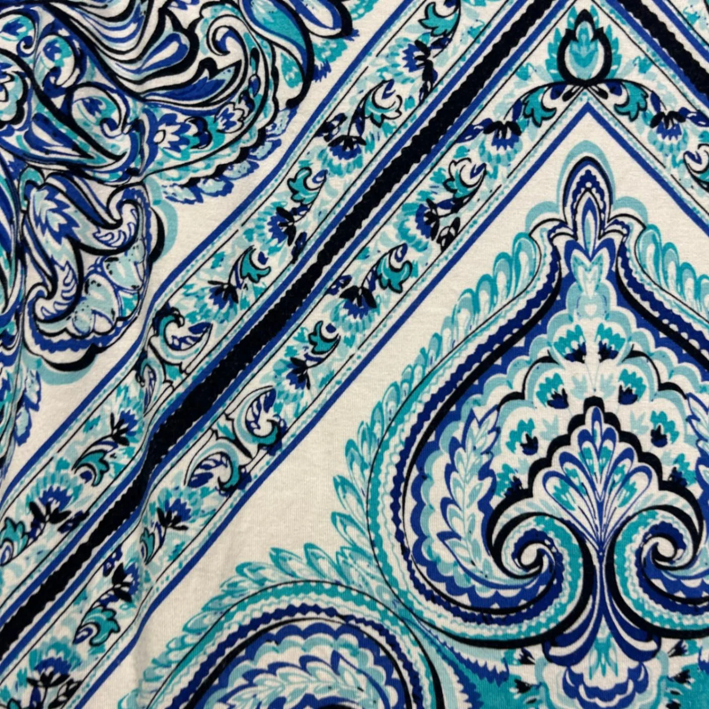 W.Lane Blue Aqua Paisley Print Stretch Skirt Size 2XL 16 18 - Image 3