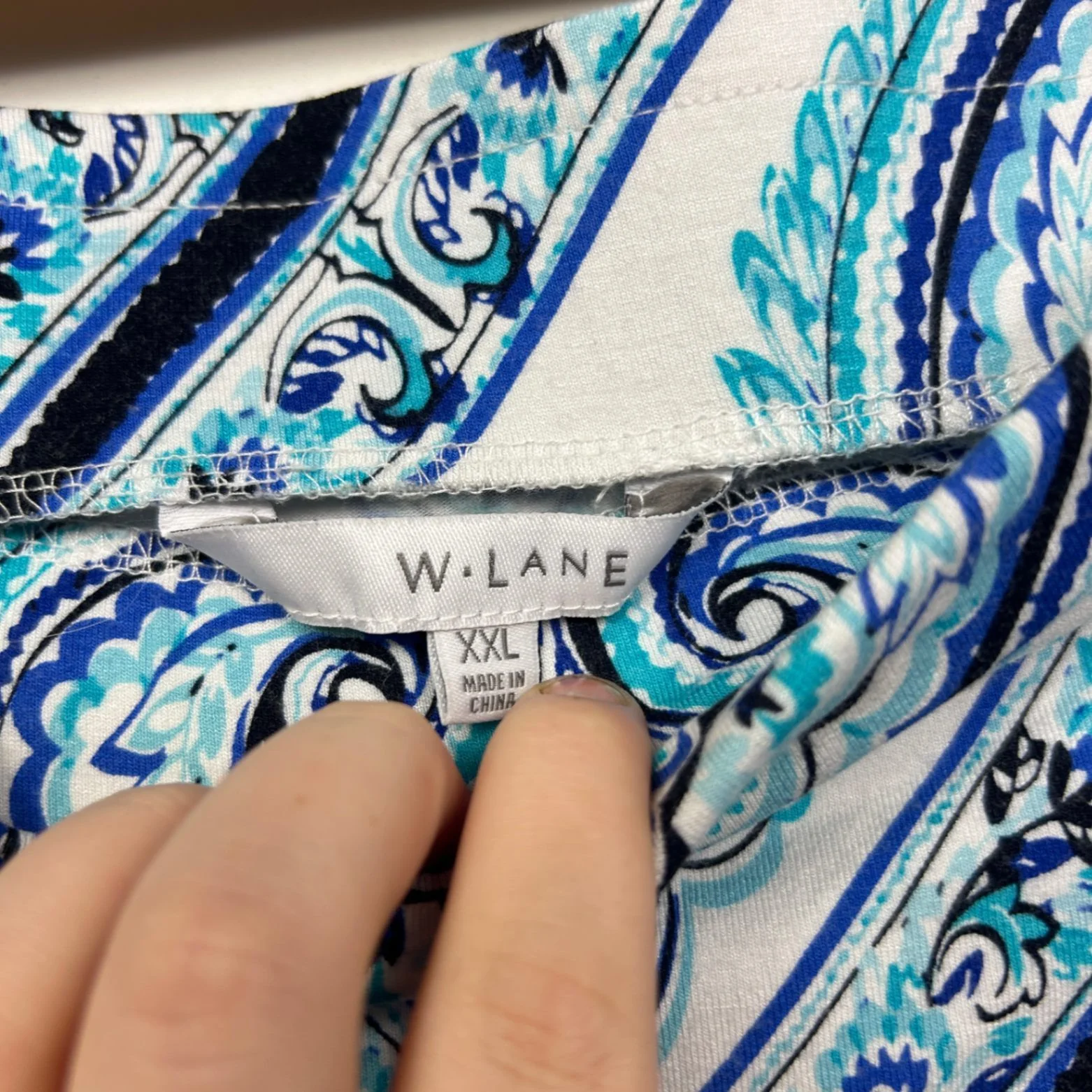 W.Lane Blue Aqua Paisley Print Stretch Skirt Size 2XL 16 18 - Image 4