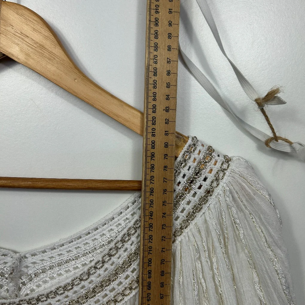 White Boho Striped Top - Size 14/16 - Image 4