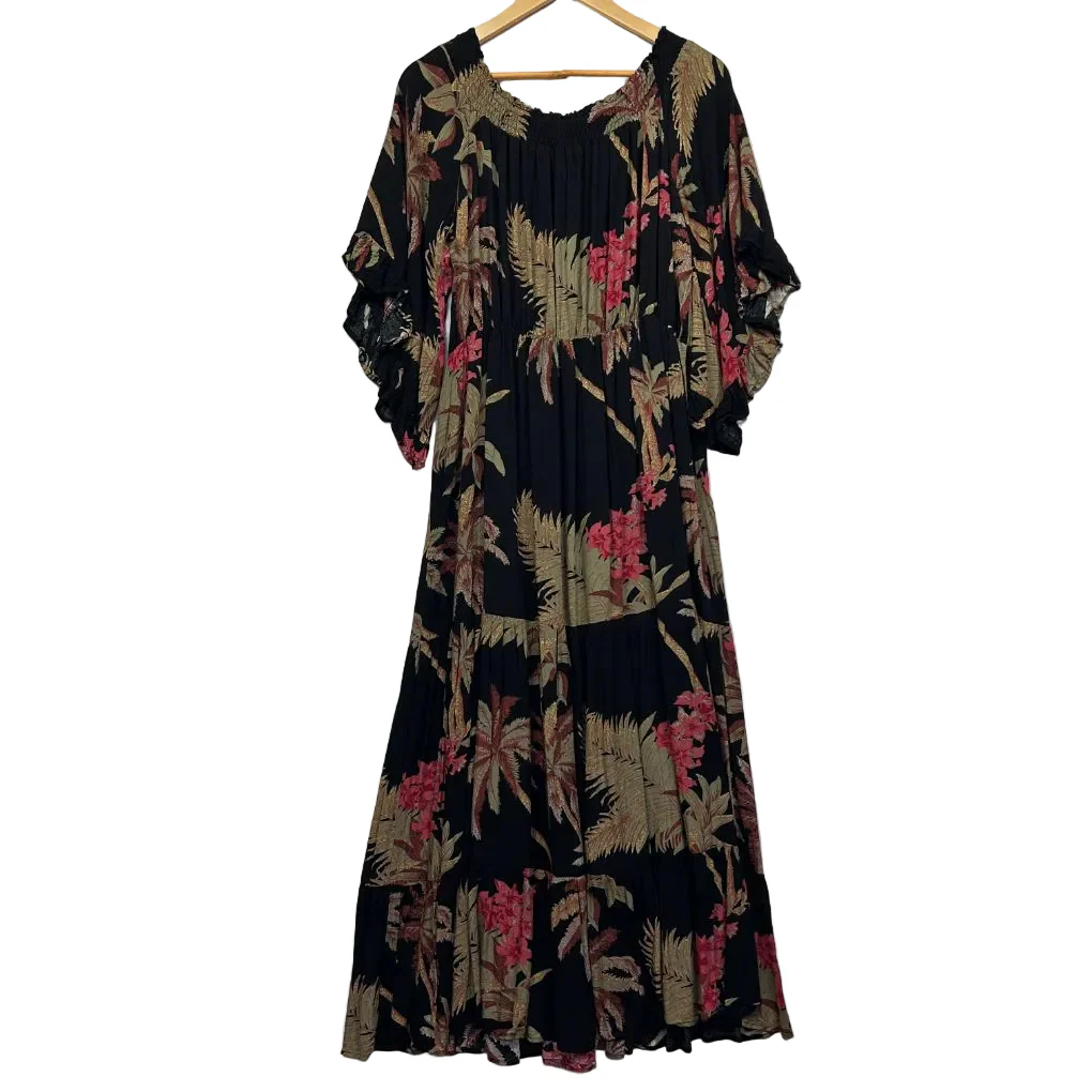 Willow Tree Black Tropical Print Maxi Dress - Size 18 - Image 2