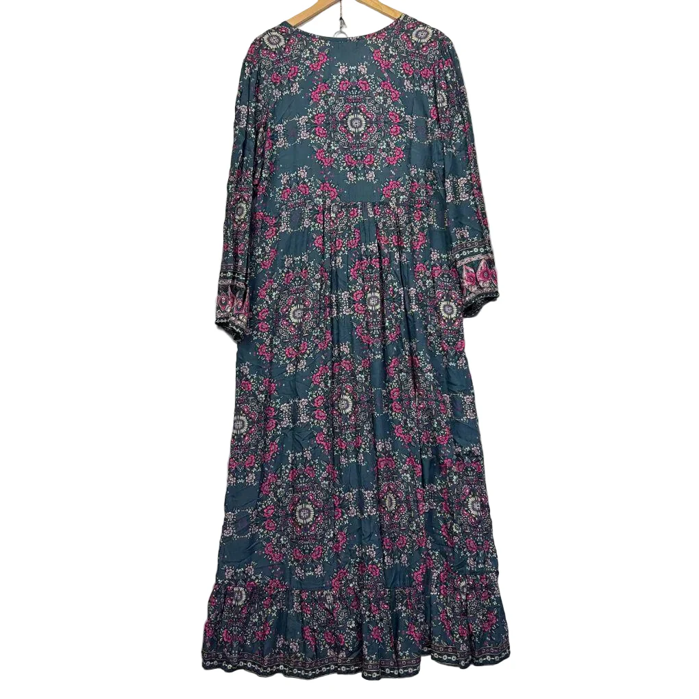 Wilde Bella Teal Floral Boho Maxi Dress - Size 16 - Image 4