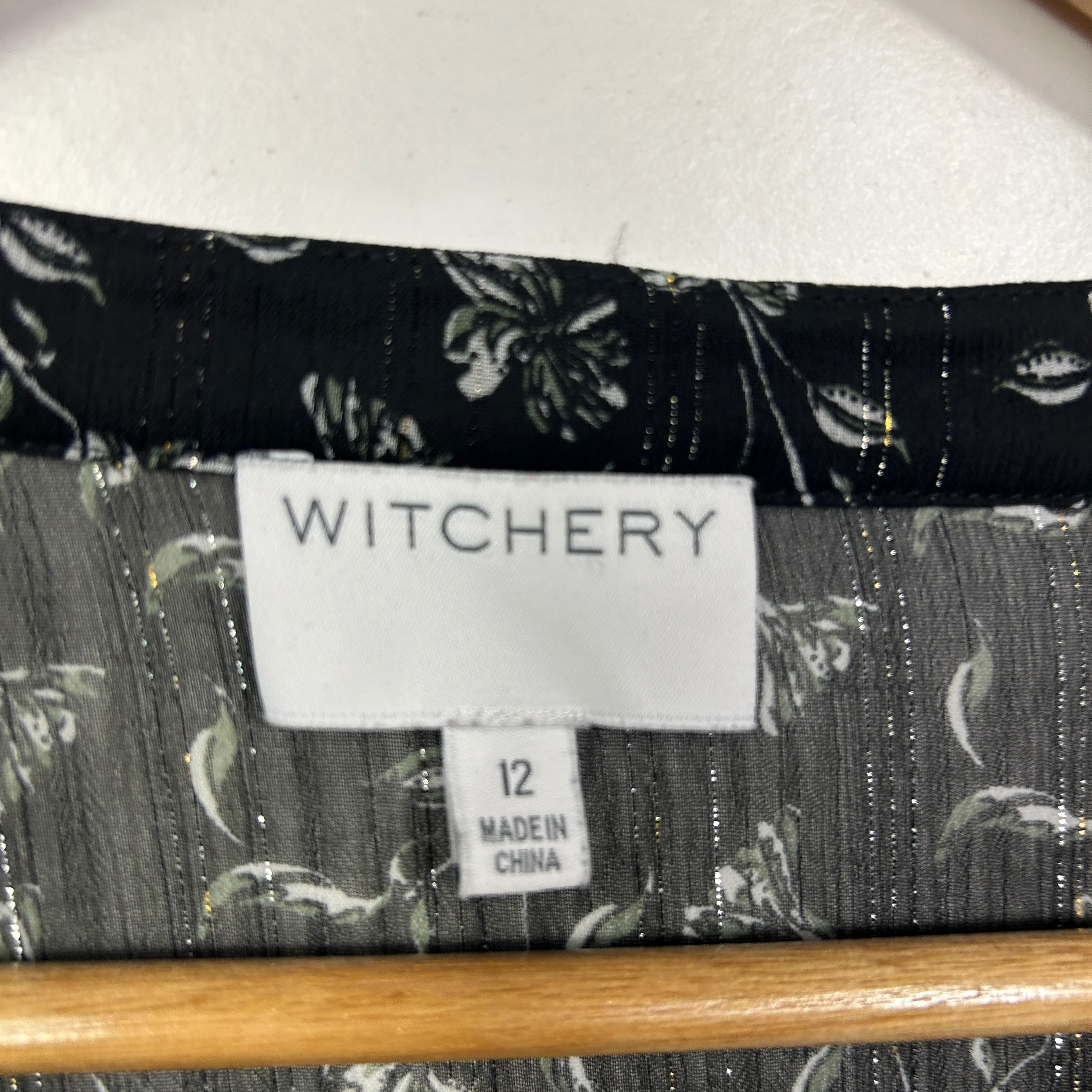 Witchery Black Silver Floral Sheer Blouse - Size 12 - Image 2